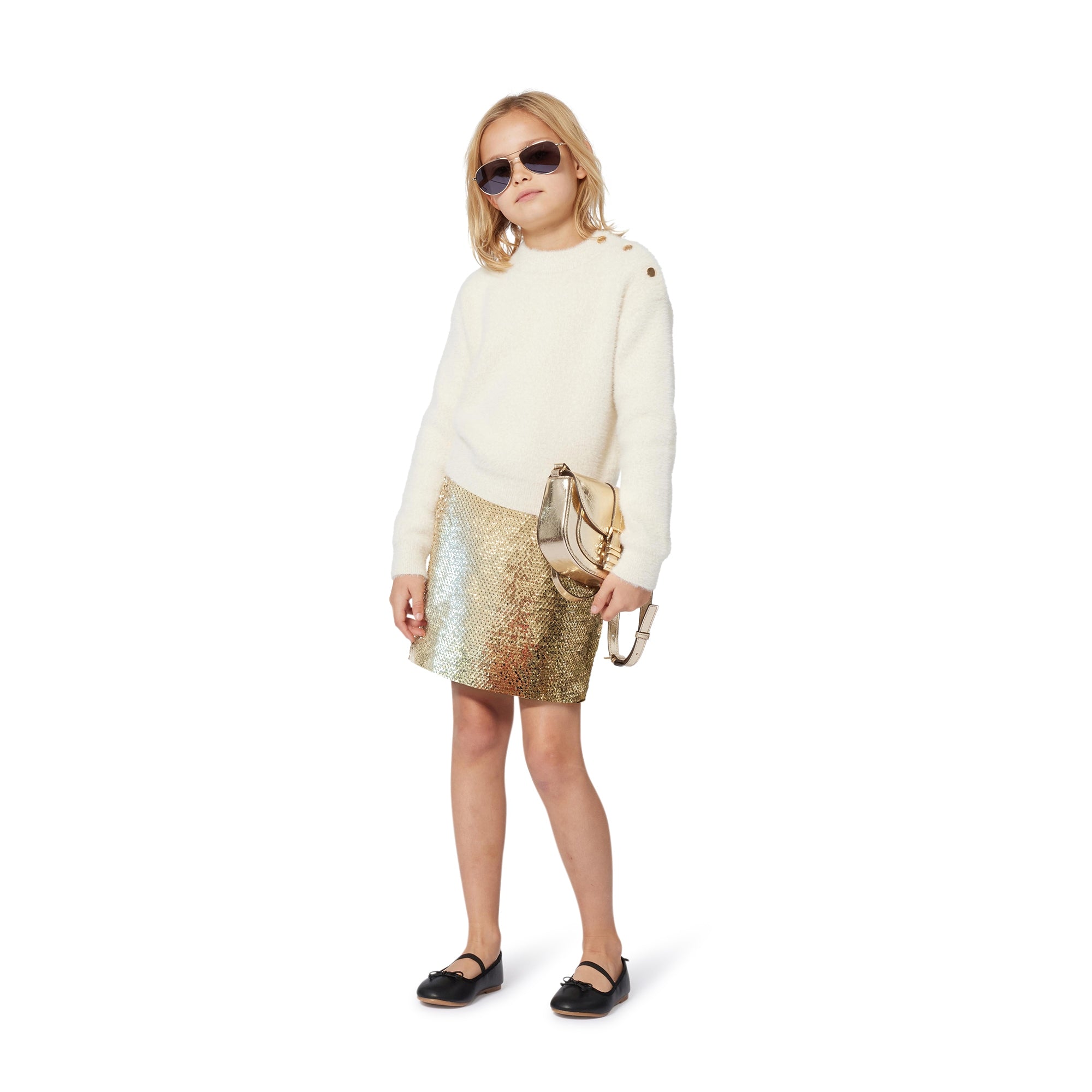 Sequin Mini Skirt, Metallic Gold Michael Kors