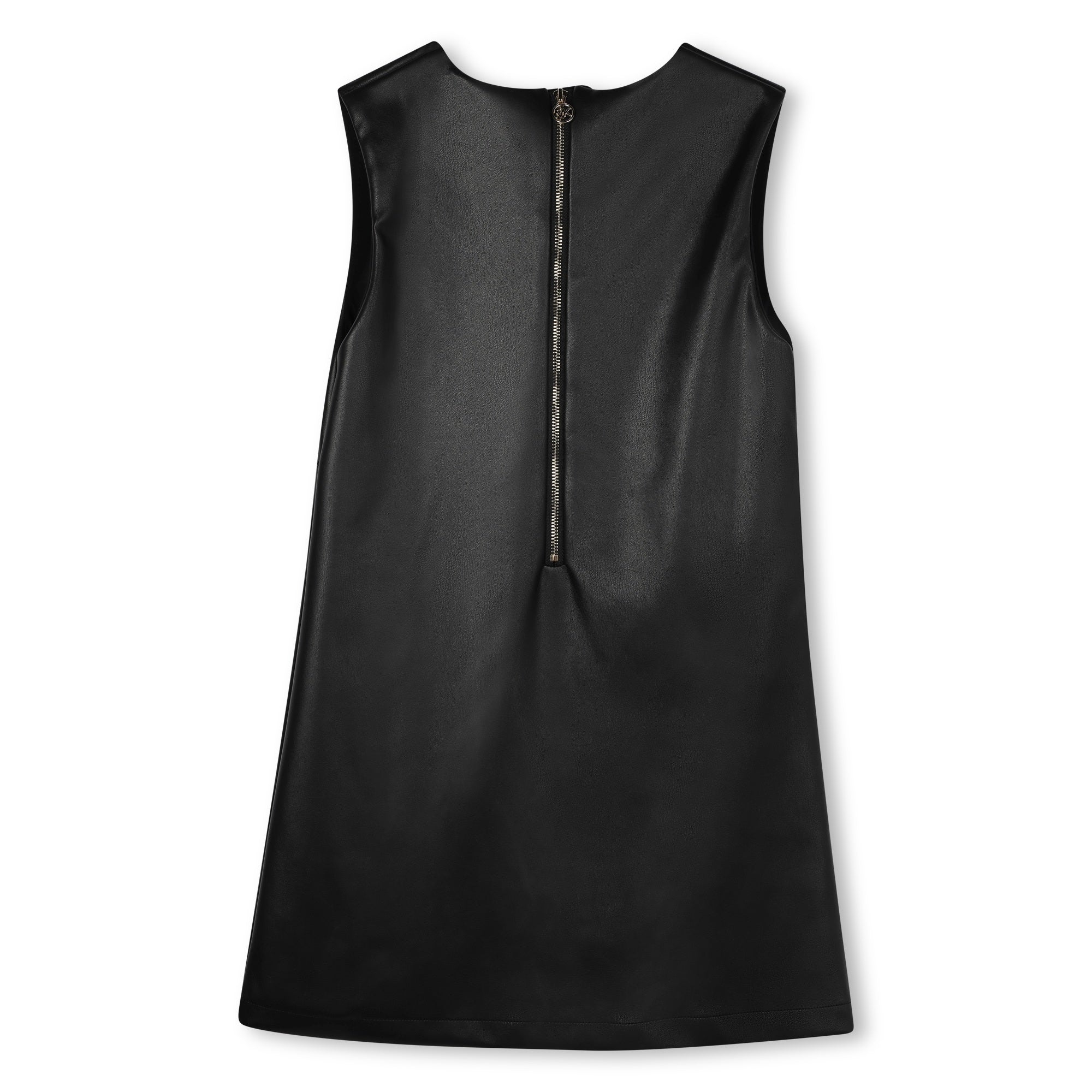 Girls Black Sleeveless Faux Leather Dress