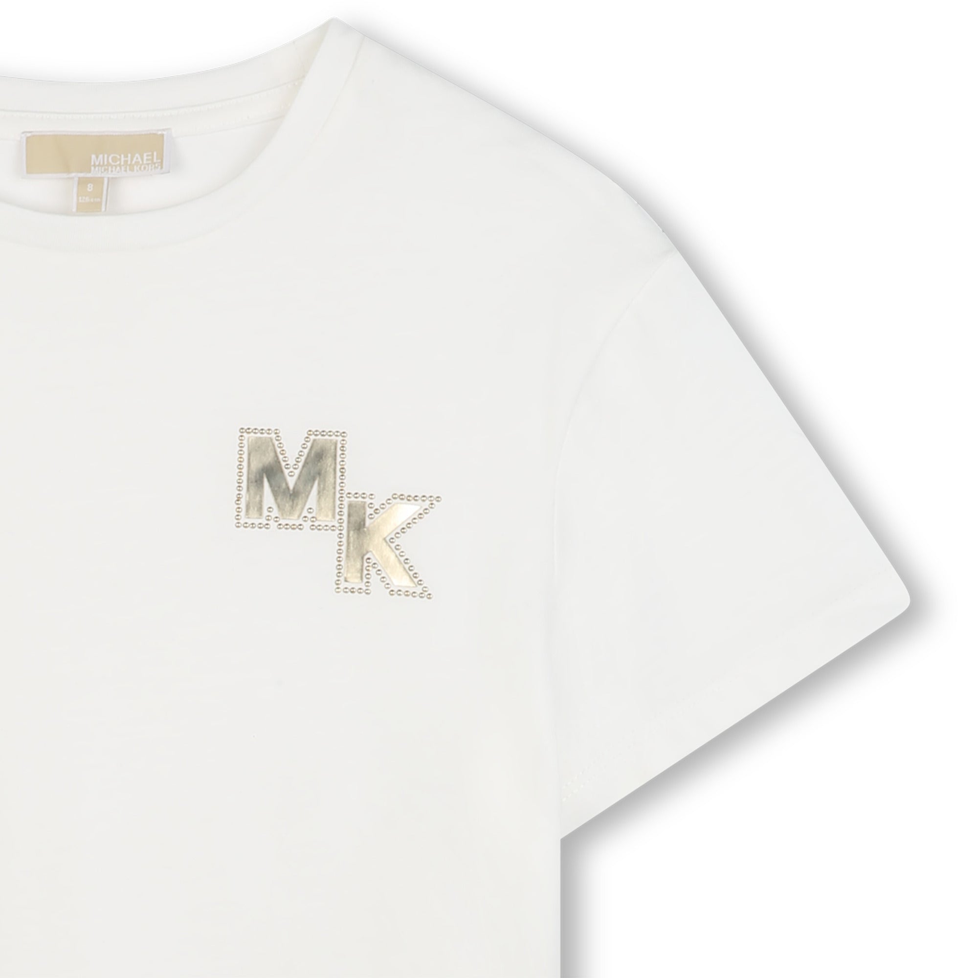 Girls Organic Cotton Short Sleeve T-Shirt with MK Chest Detail Michael Kors