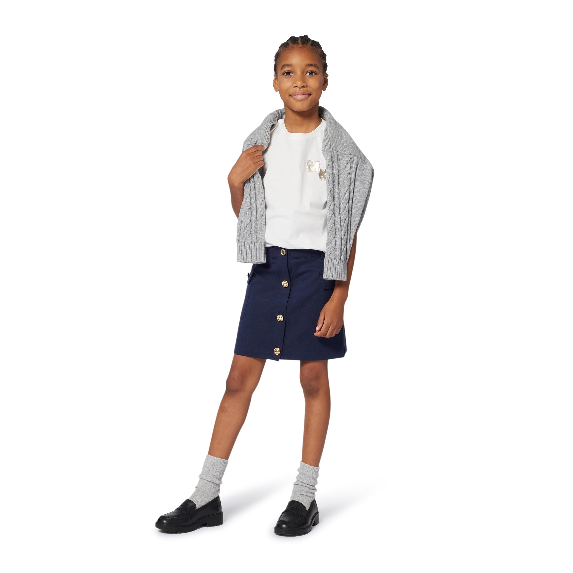 Girls Organic Cotton Short Sleeve T-Shirt with MK Chest Detail Michael Kors