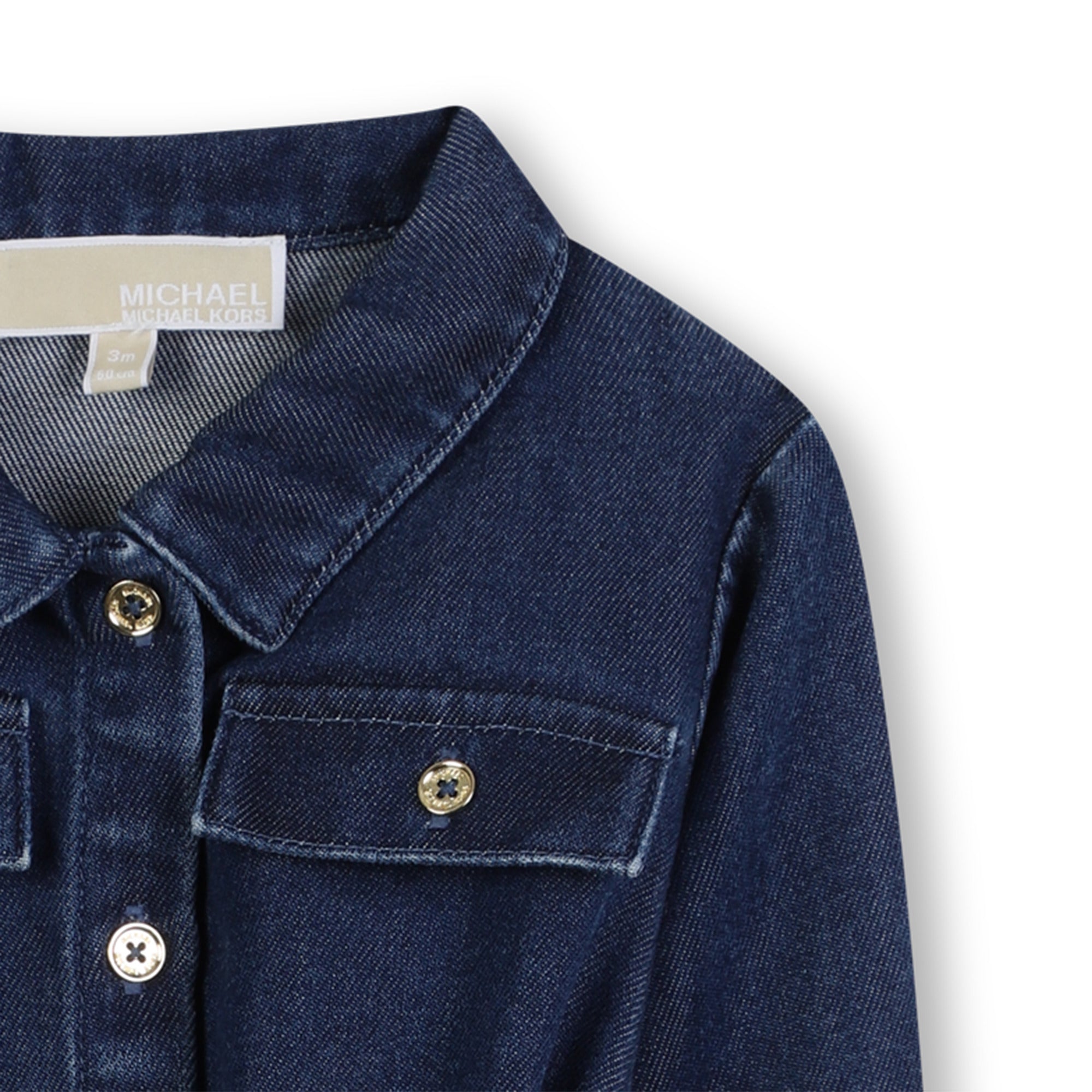 Girls Dark Blue Denim Shirt Dress with Belt Michael Kors