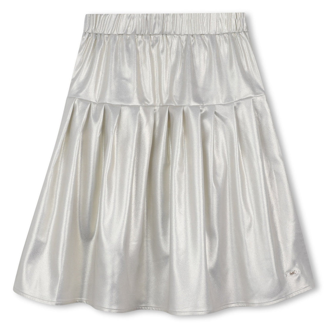 Girls Metallic Gold Pleated Skirt with Elastic Waist