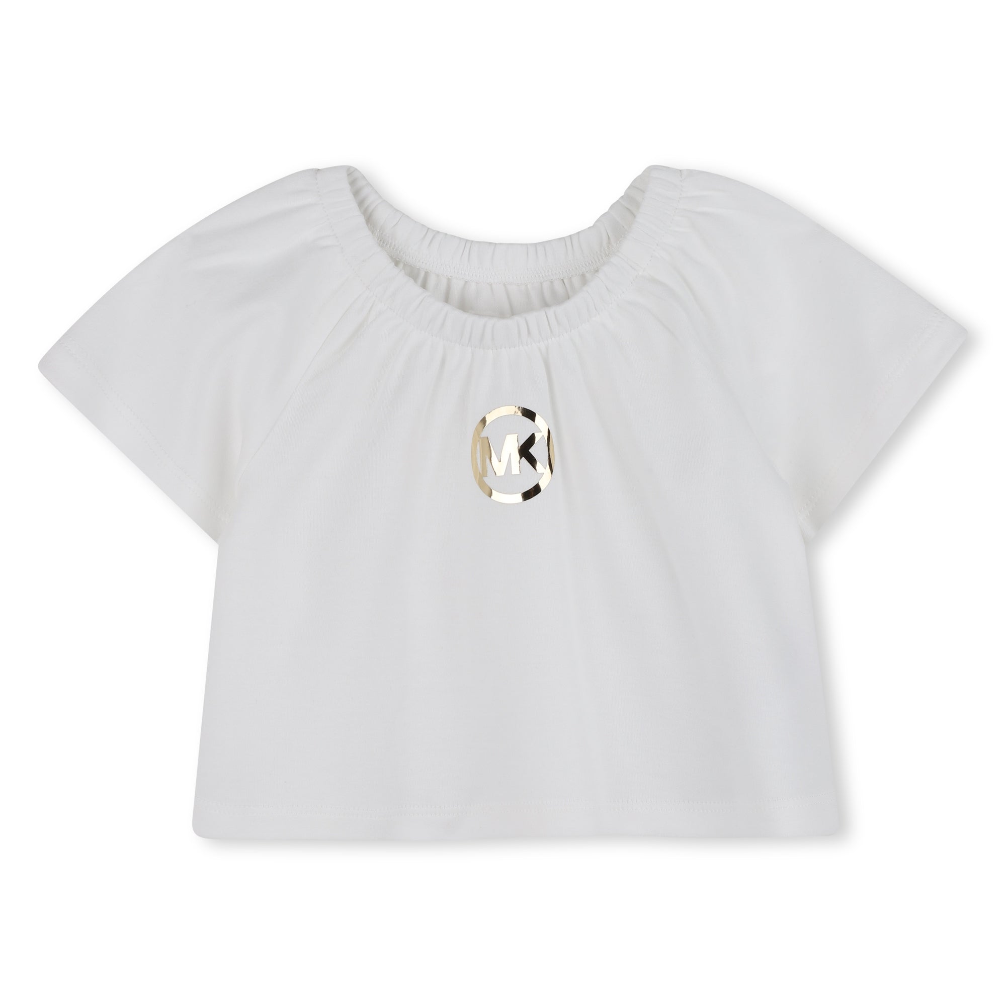 Baby T-Shirt and Denim Shorts Set in White and Blue Michael Kors
