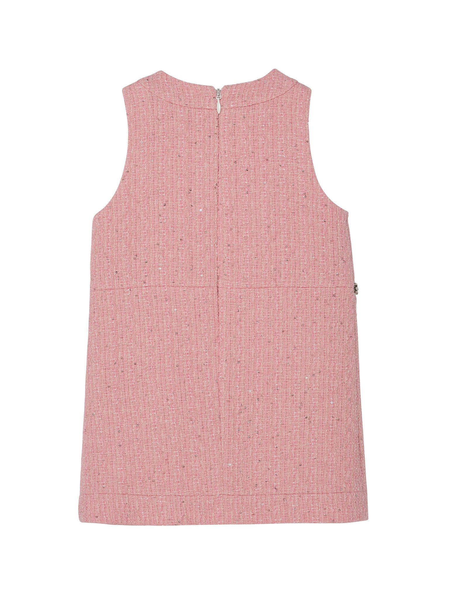 Audrey Dress - Sleeveless Tweed Dress with Embellished Waist Detail