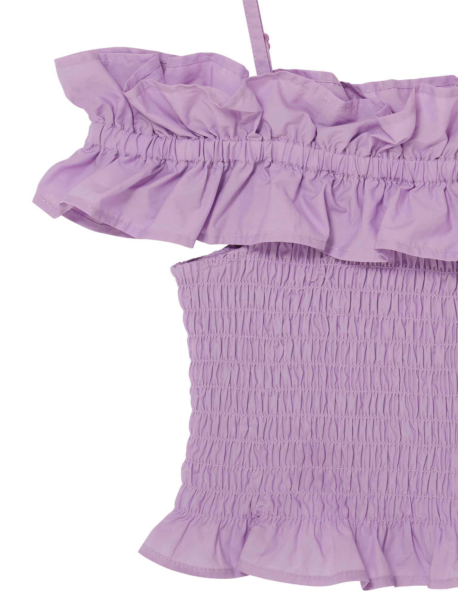 Mariposa Top - Smocked Cotton Top with Ruffle Neckline