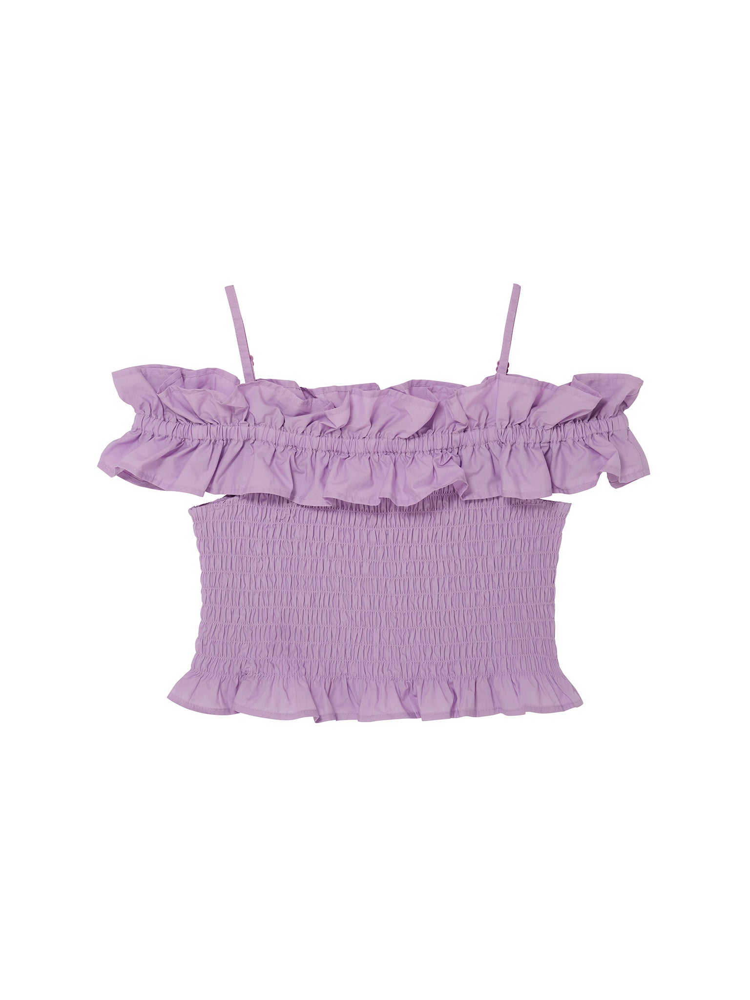 Mariposa Top - Smocked Cotton Top with Ruffle Neckline