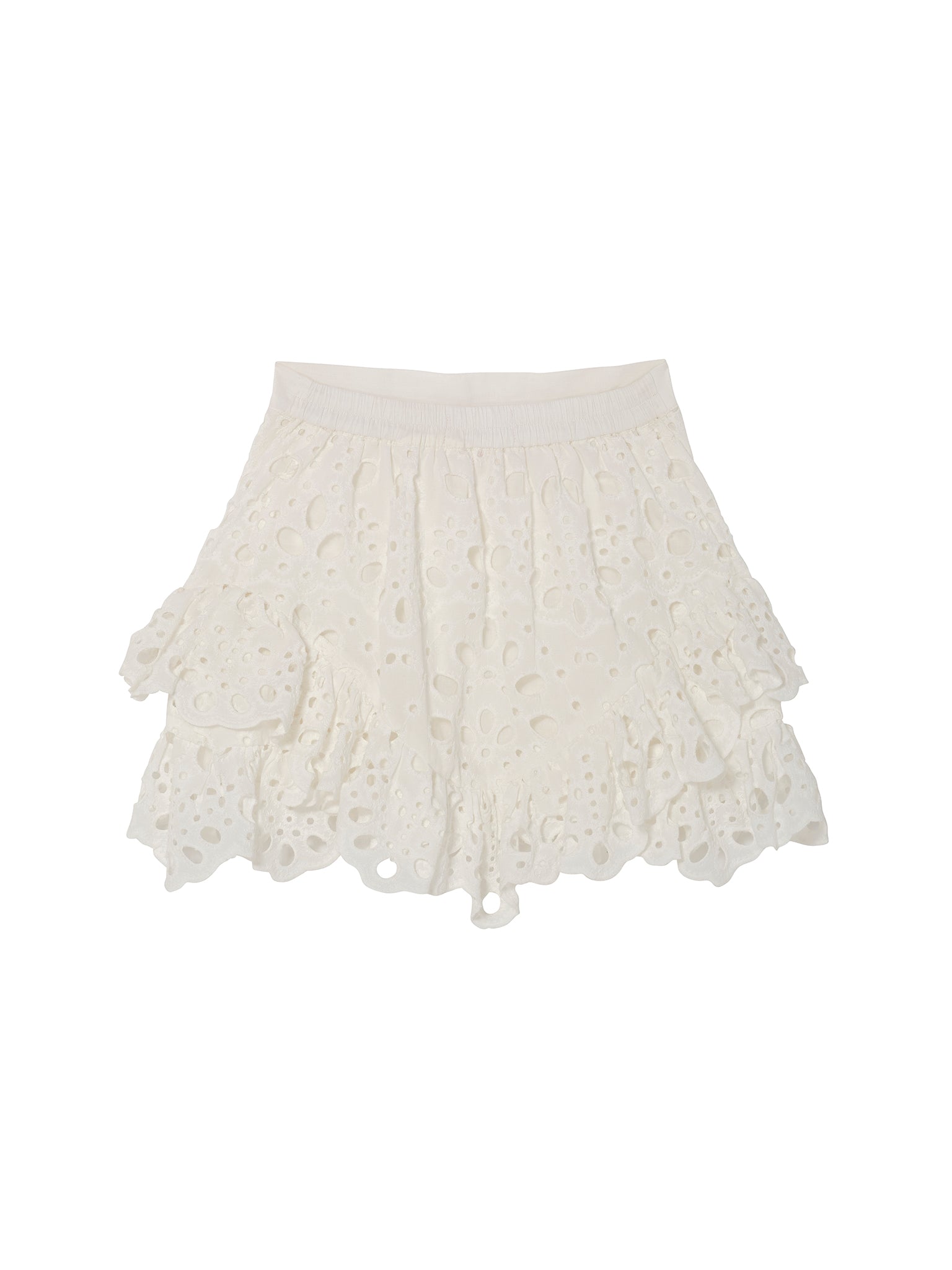 La Croisette Skirt - Broderie Anglaise Skirt with Tiered Ruffle Hem