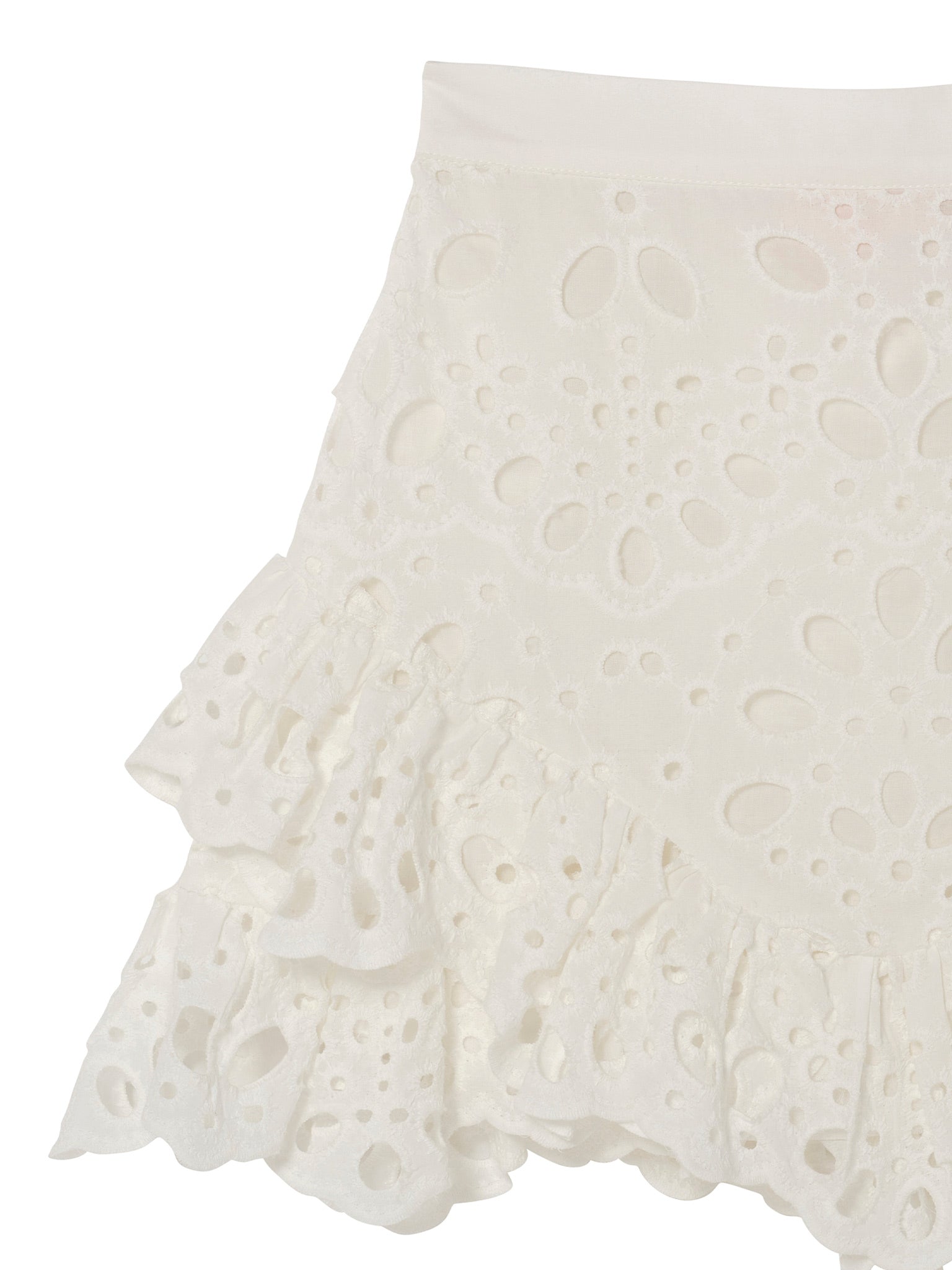 La Croisette Skirt - Broderie Anglaise Skirt with Tiered Ruffle Hem