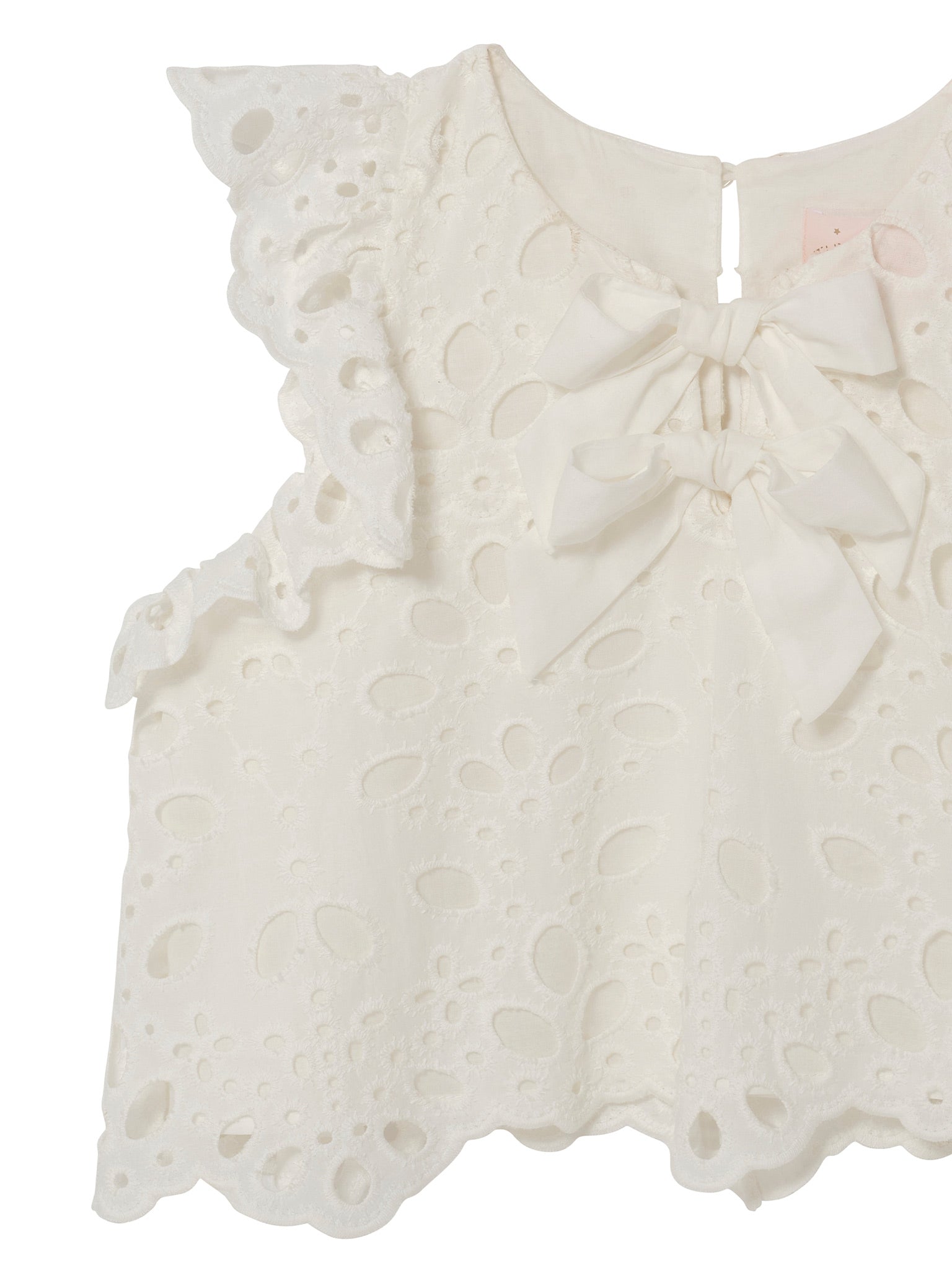 La Croisette Top - Sleeveless Broderie Anglaise Top with Ruffle Detail