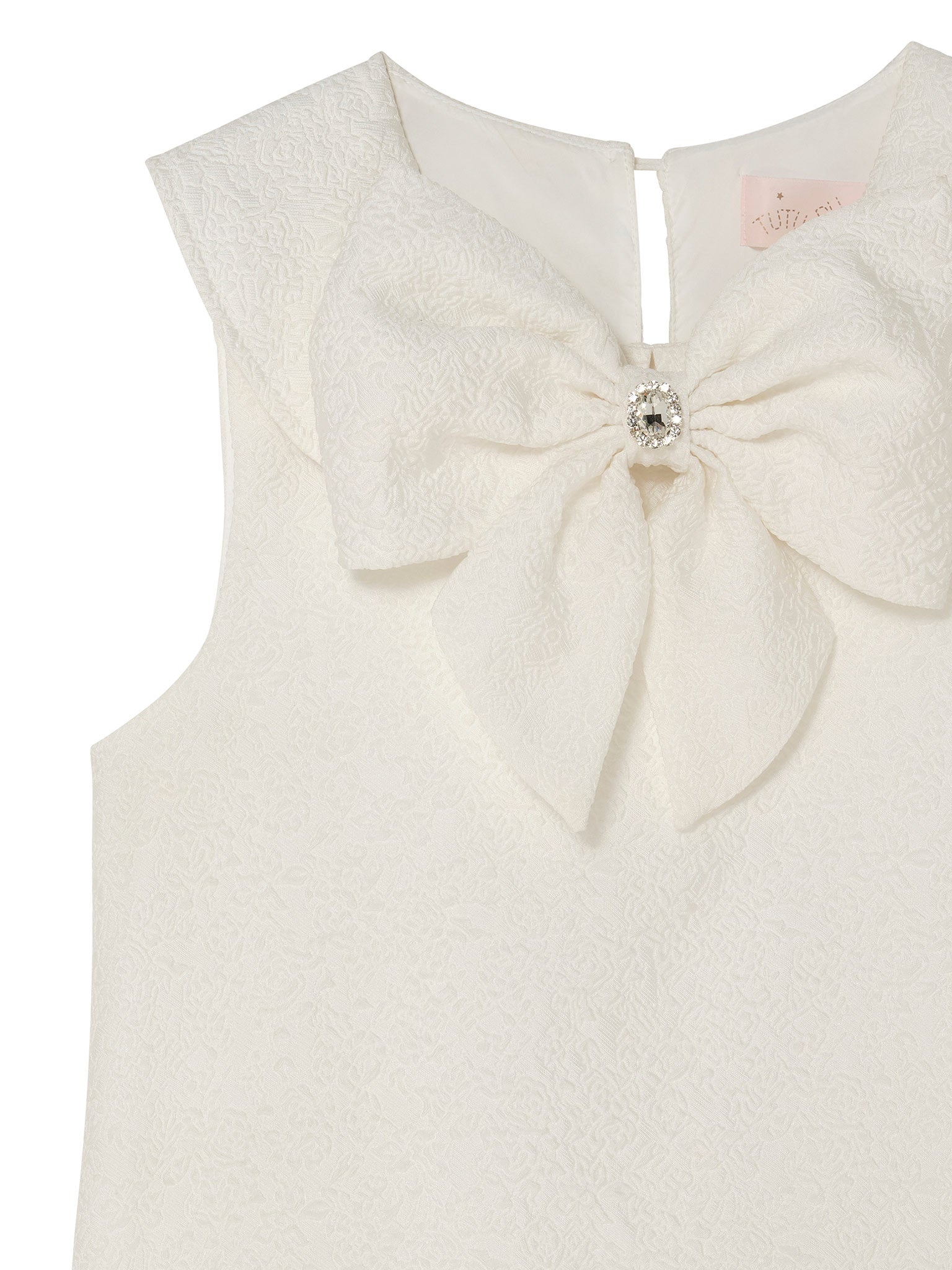 Étoile Dress - Sleeveless Textured Dress with Bow Detail and Gathered Skirt