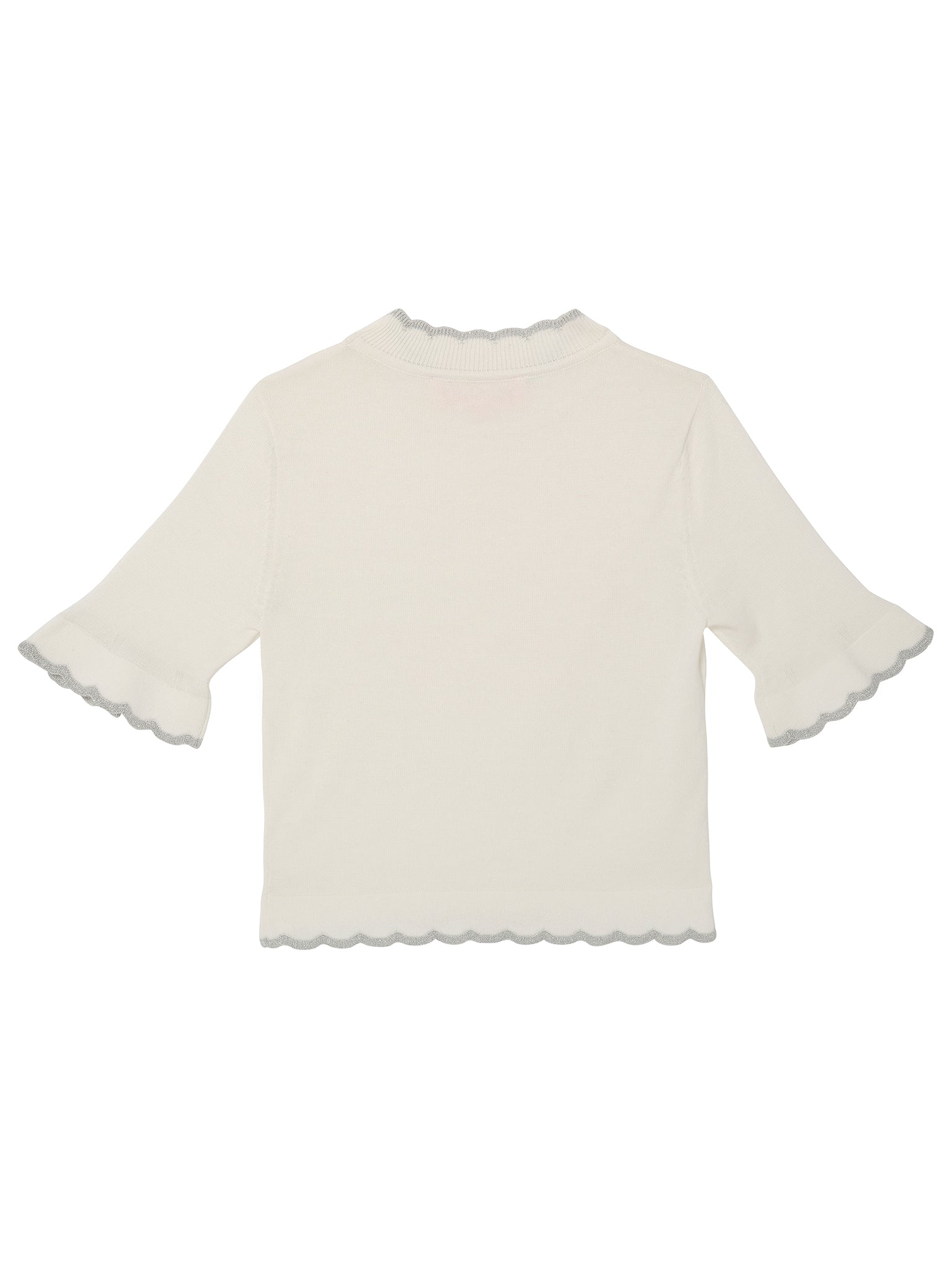 Elyseé Top - Short Sleeve Knit Top with Scalloped Edge Finish