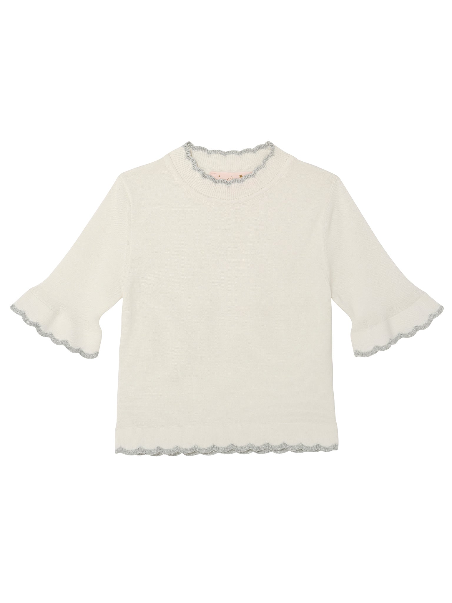 Elyseé Top - Short Sleeve Knit Top with Scalloped Edge Finish