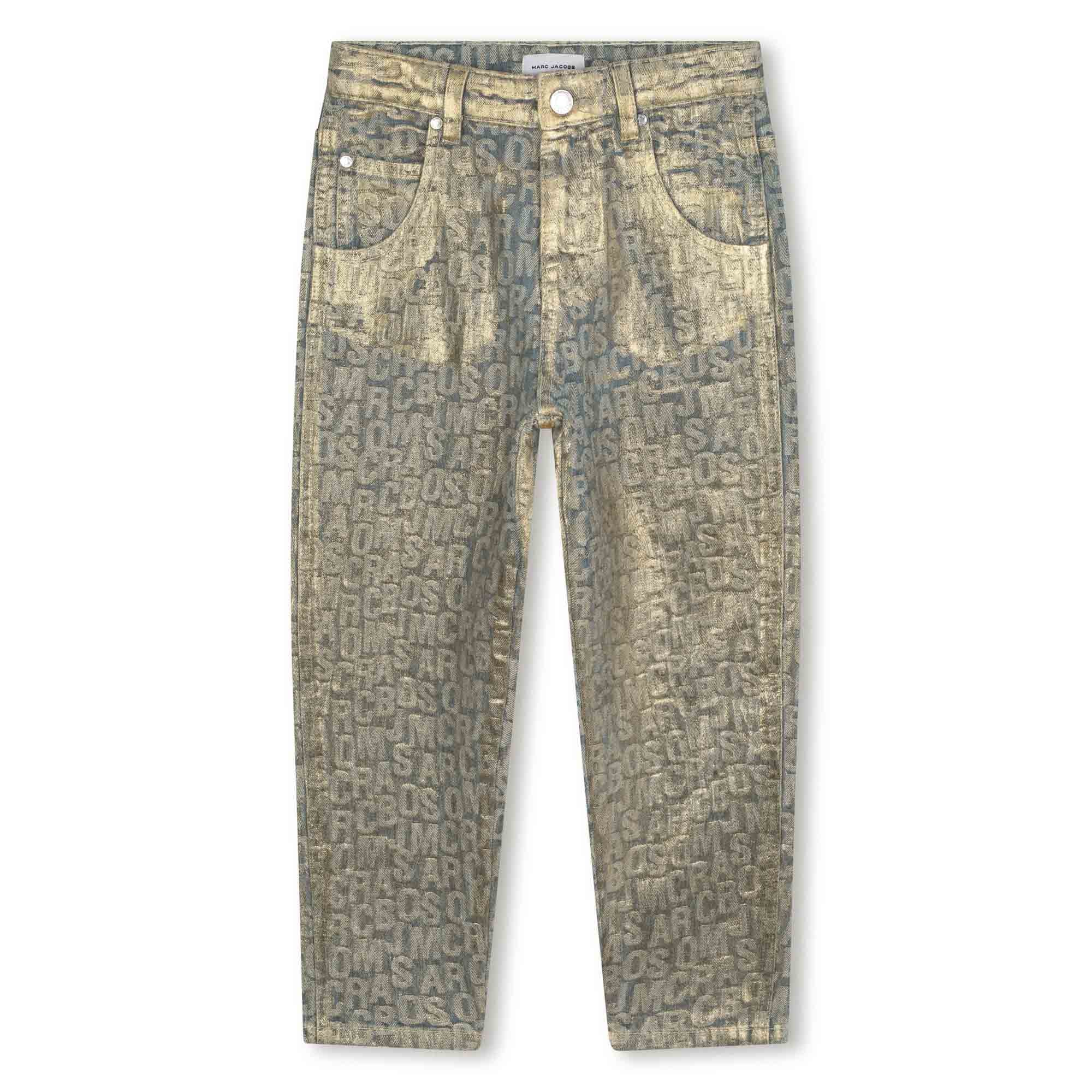 Gold Metallic Denim Trousers for Kids The Marc Jacobs