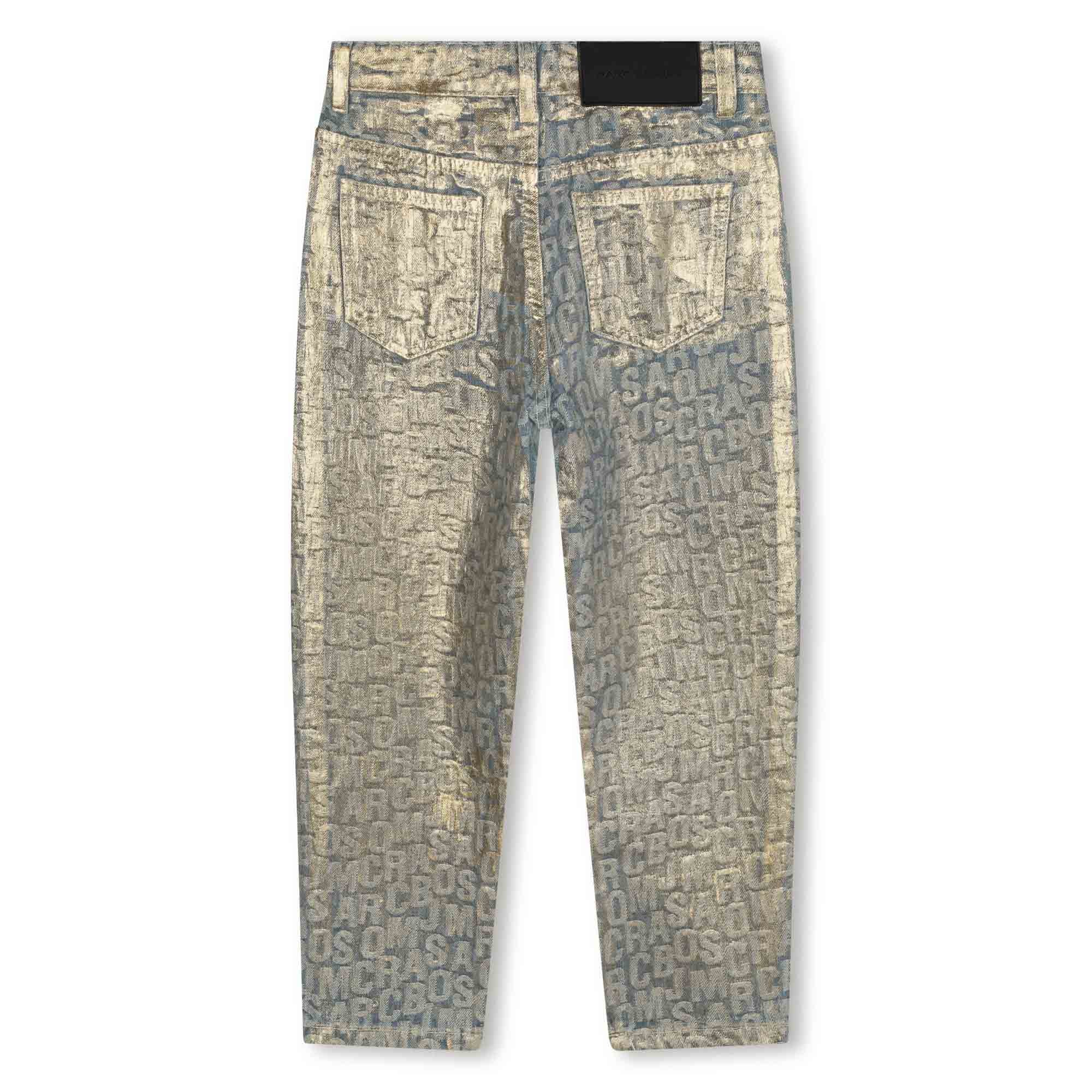 Gold Metallic Denim Trousers for Kids