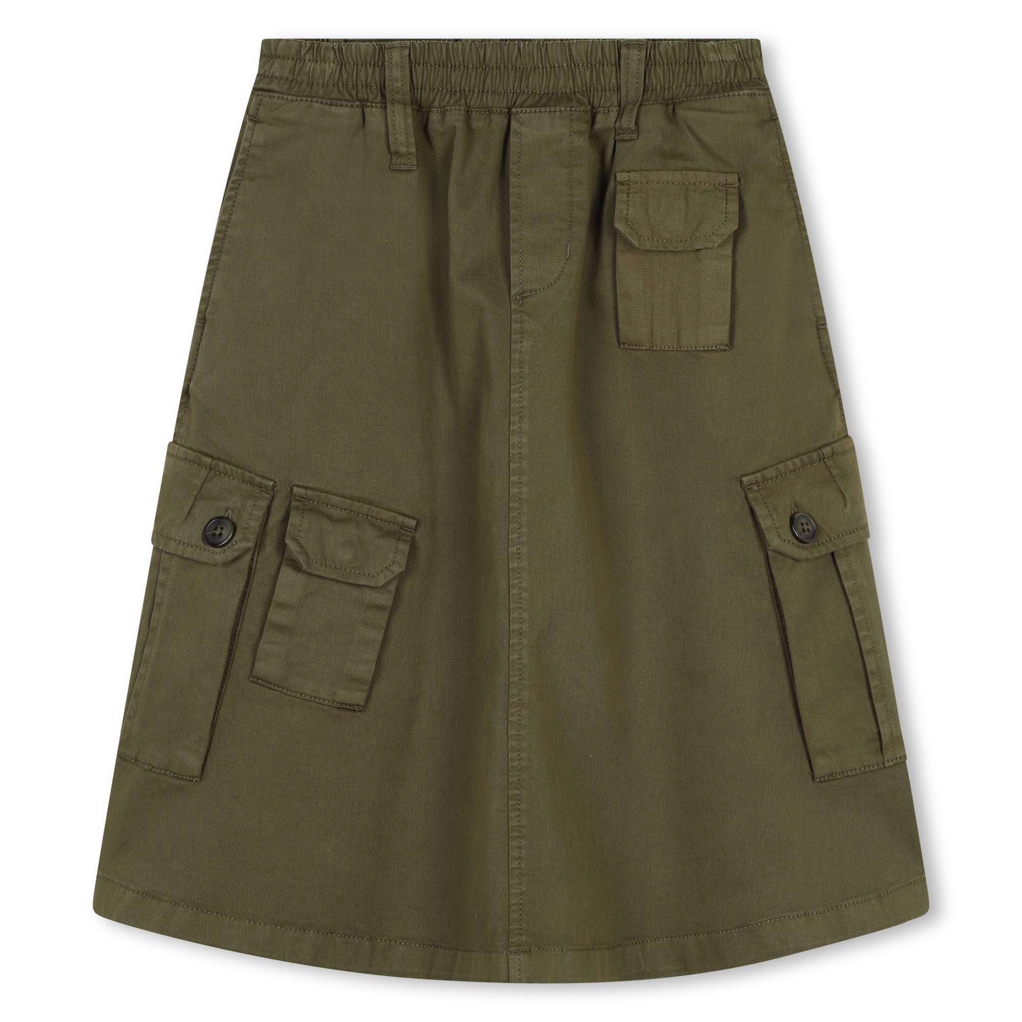 Long Cotton Twill Multipocket Skirt