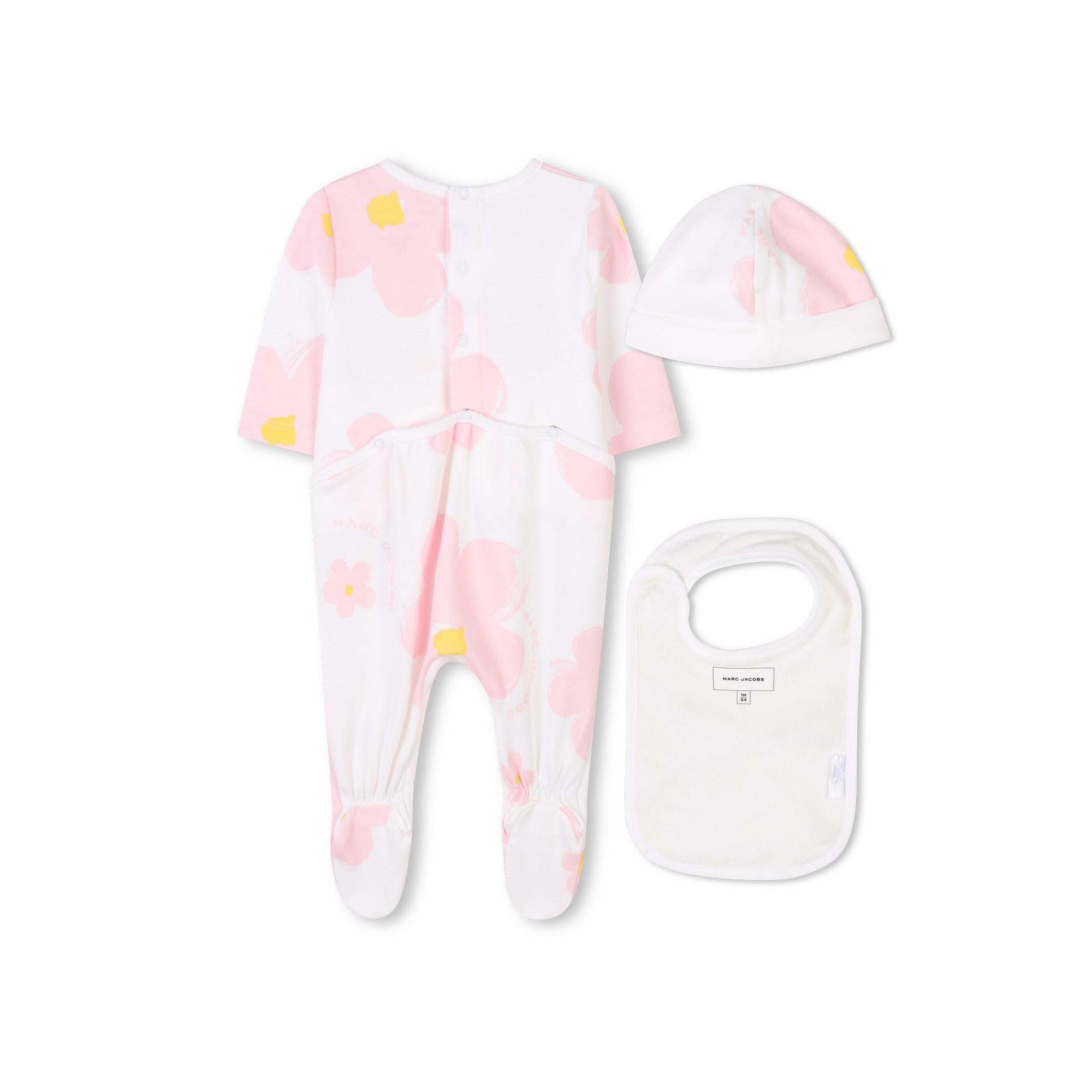 Floral Baby Sleepsuit Set with Bib & Hat