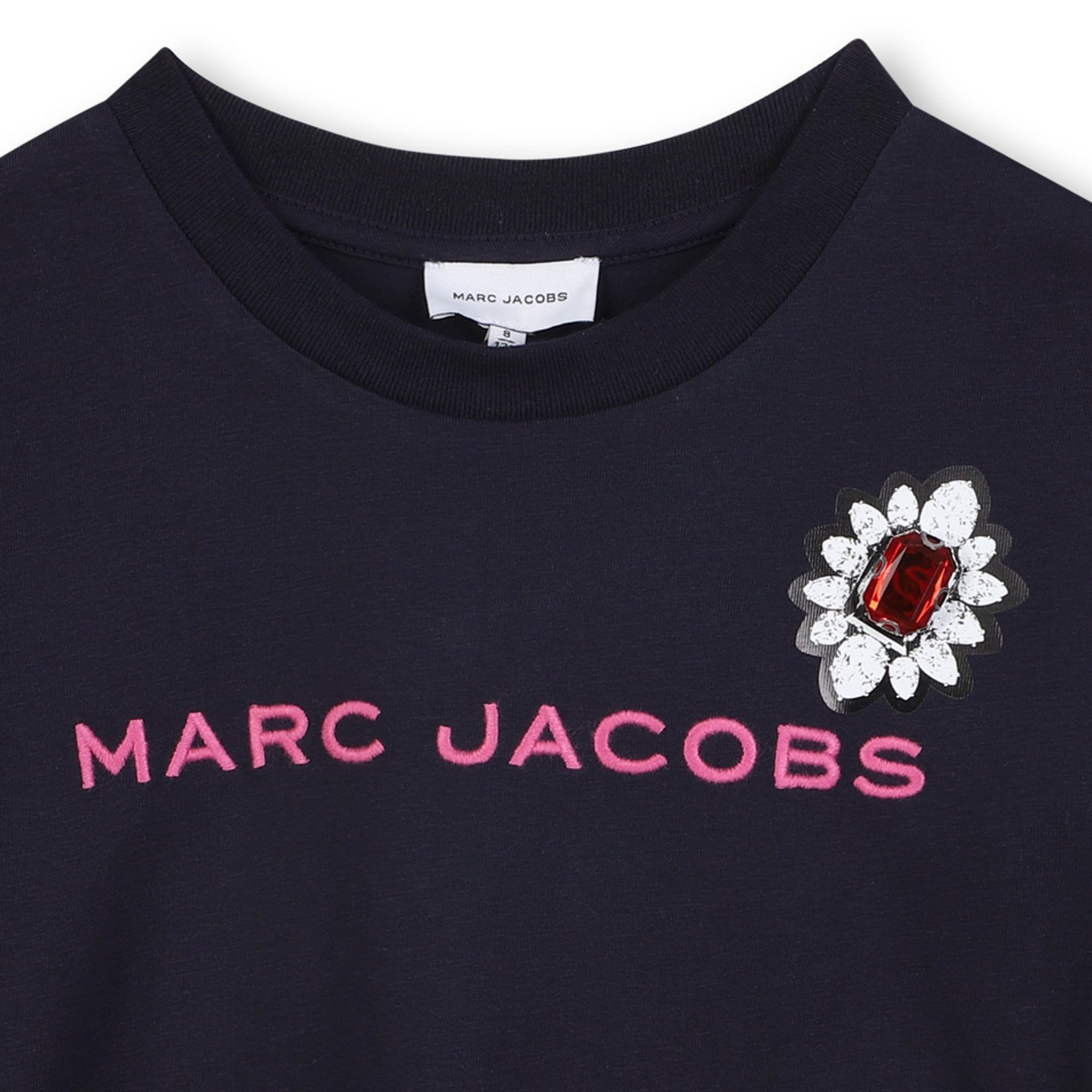 Short Sleeve T-Shirt with Jewel Embellishment, Navy