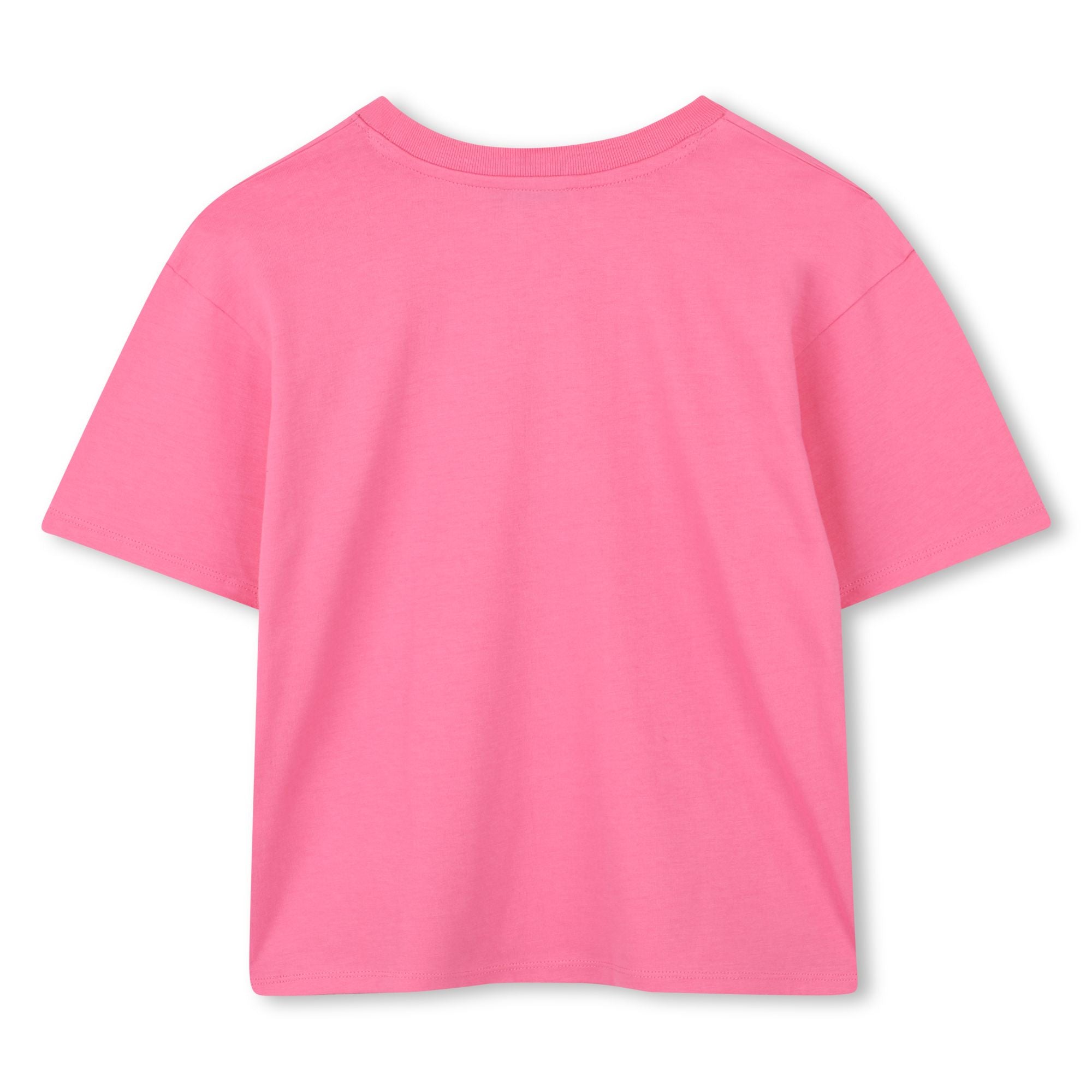 Fuchsia Cotton Jersey T-Shirt with Jewellery Illustration and Rhinestone Logo