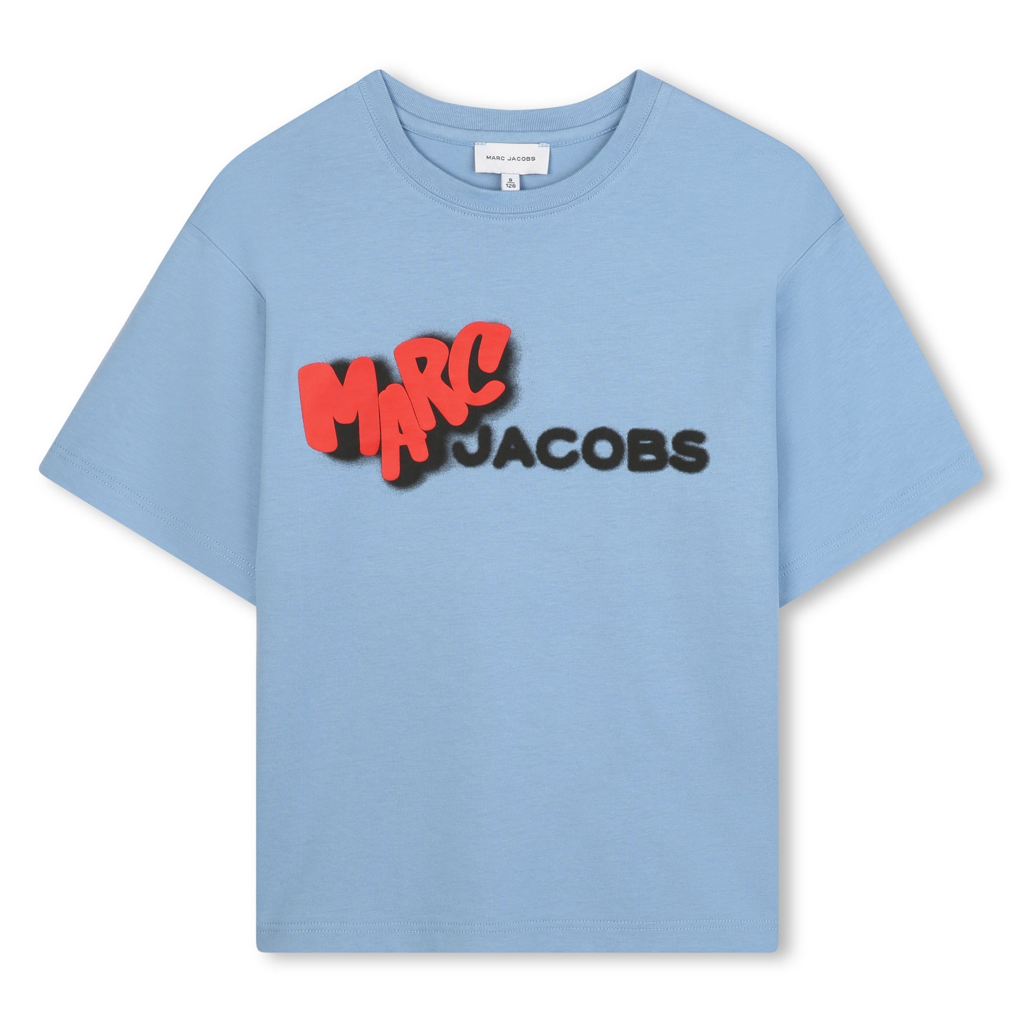 Organic Cotton Blue T-Shirt with Front Logo Print The Marc Jacobs
