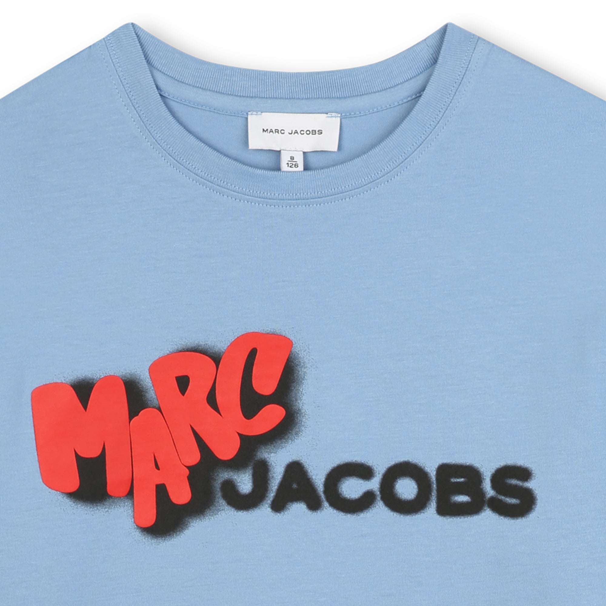 Organic Cotton Blue T-Shirt with Front Logo Print The Marc Jacobs