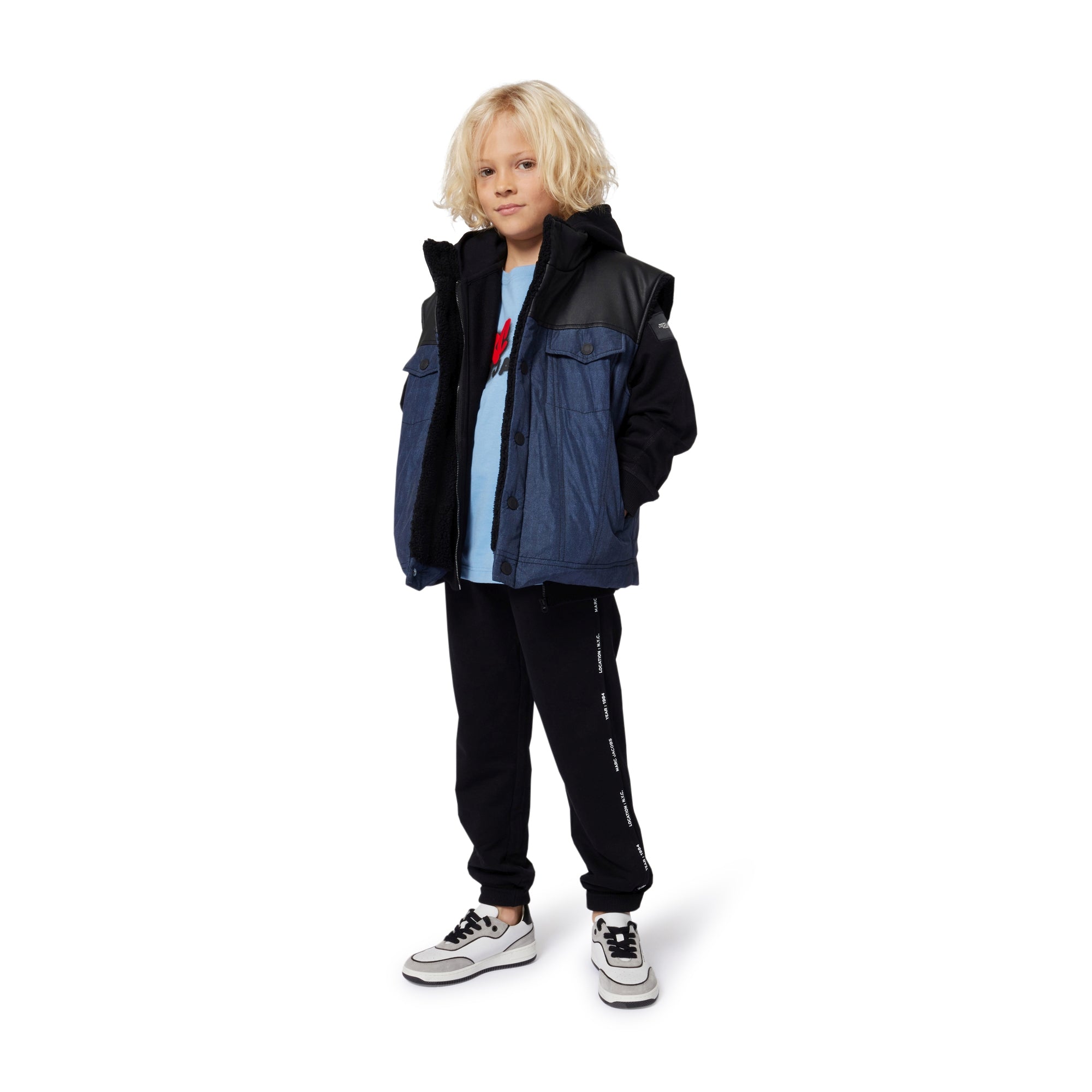 Organic Cotton Blue T-Shirt with Front Logo Print The Marc Jacobs