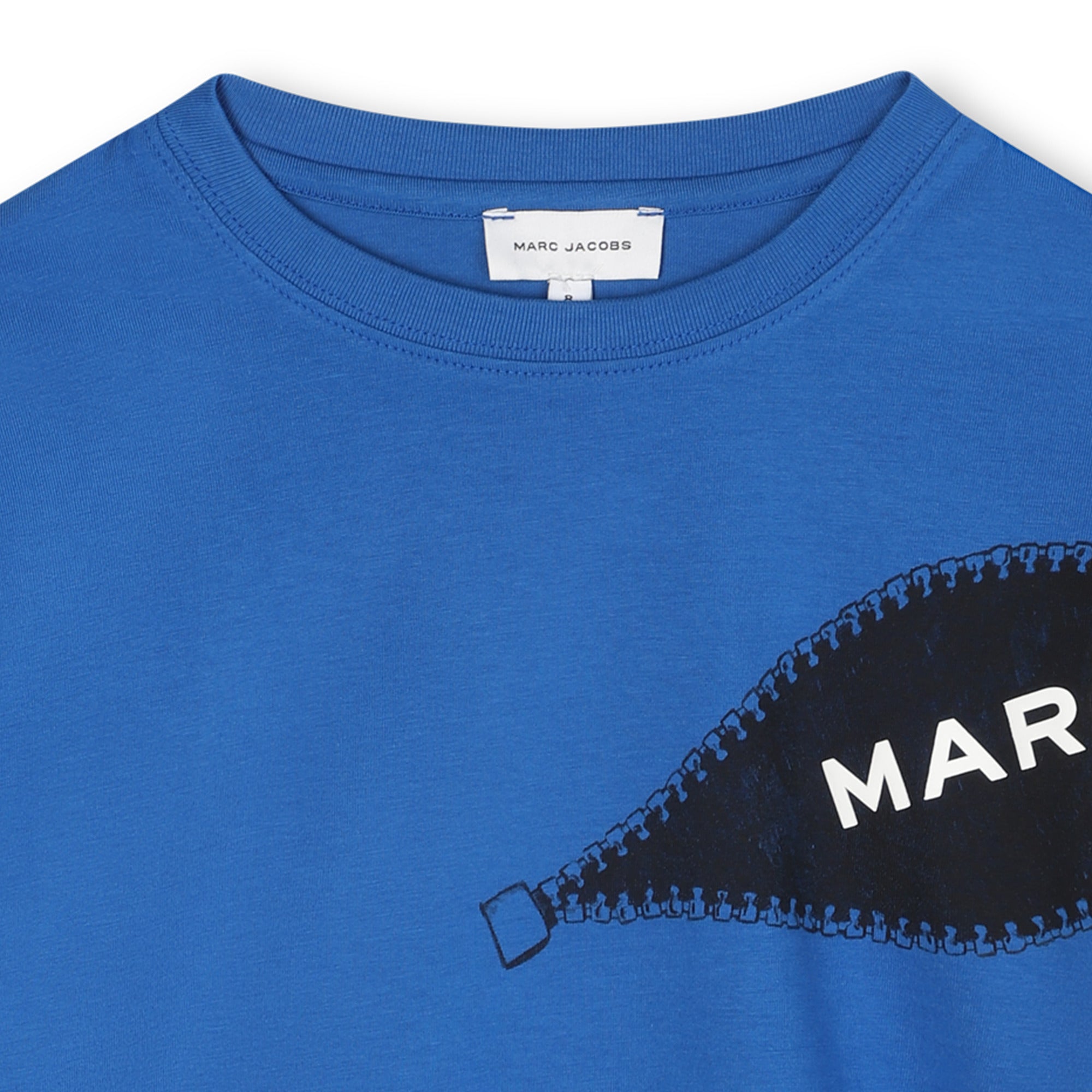Short Sleeve T-Shirt with Zip Graphic Print, Blue