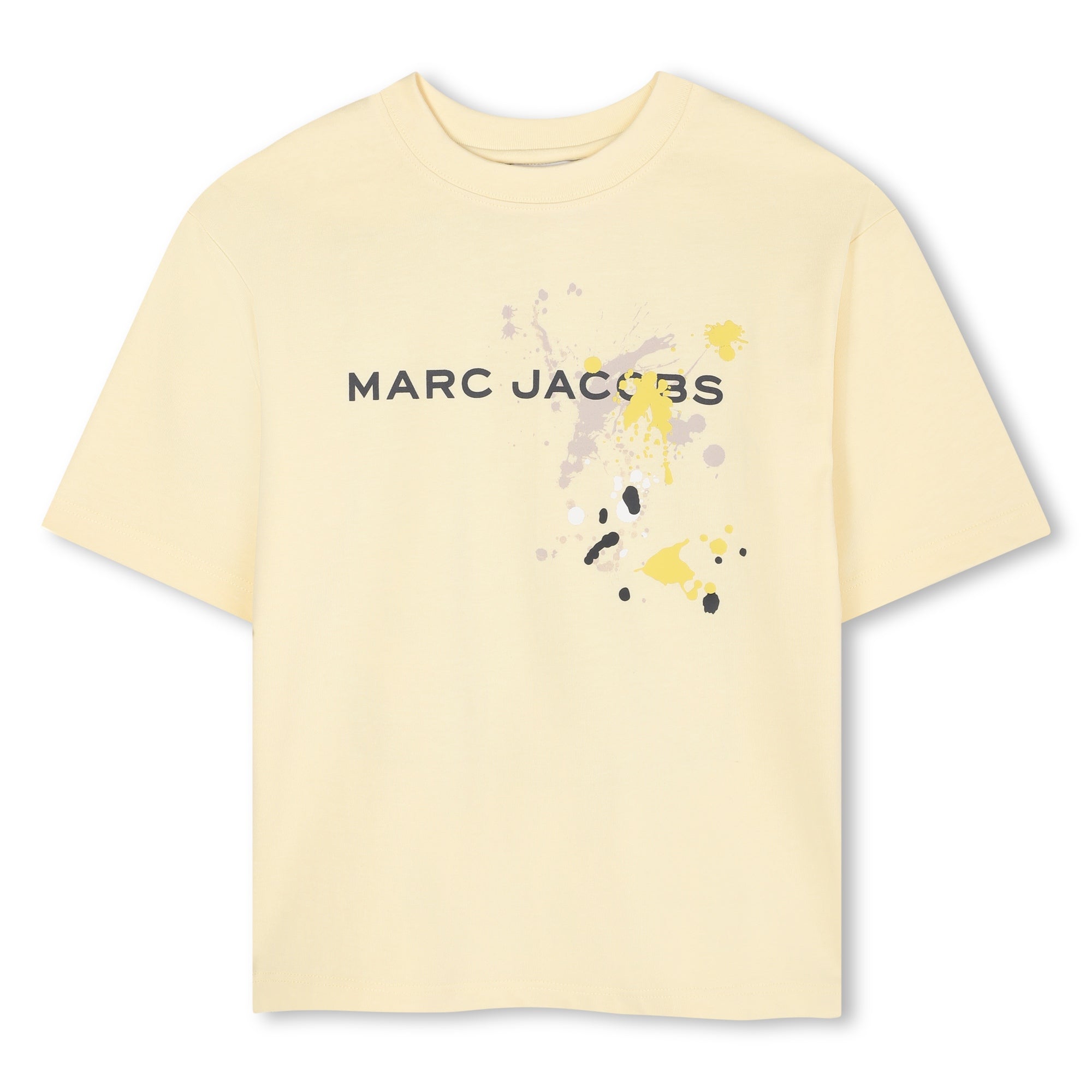 Short Sleeve Graphic T-Shirt with Paint Splatter Print, Light Yellow