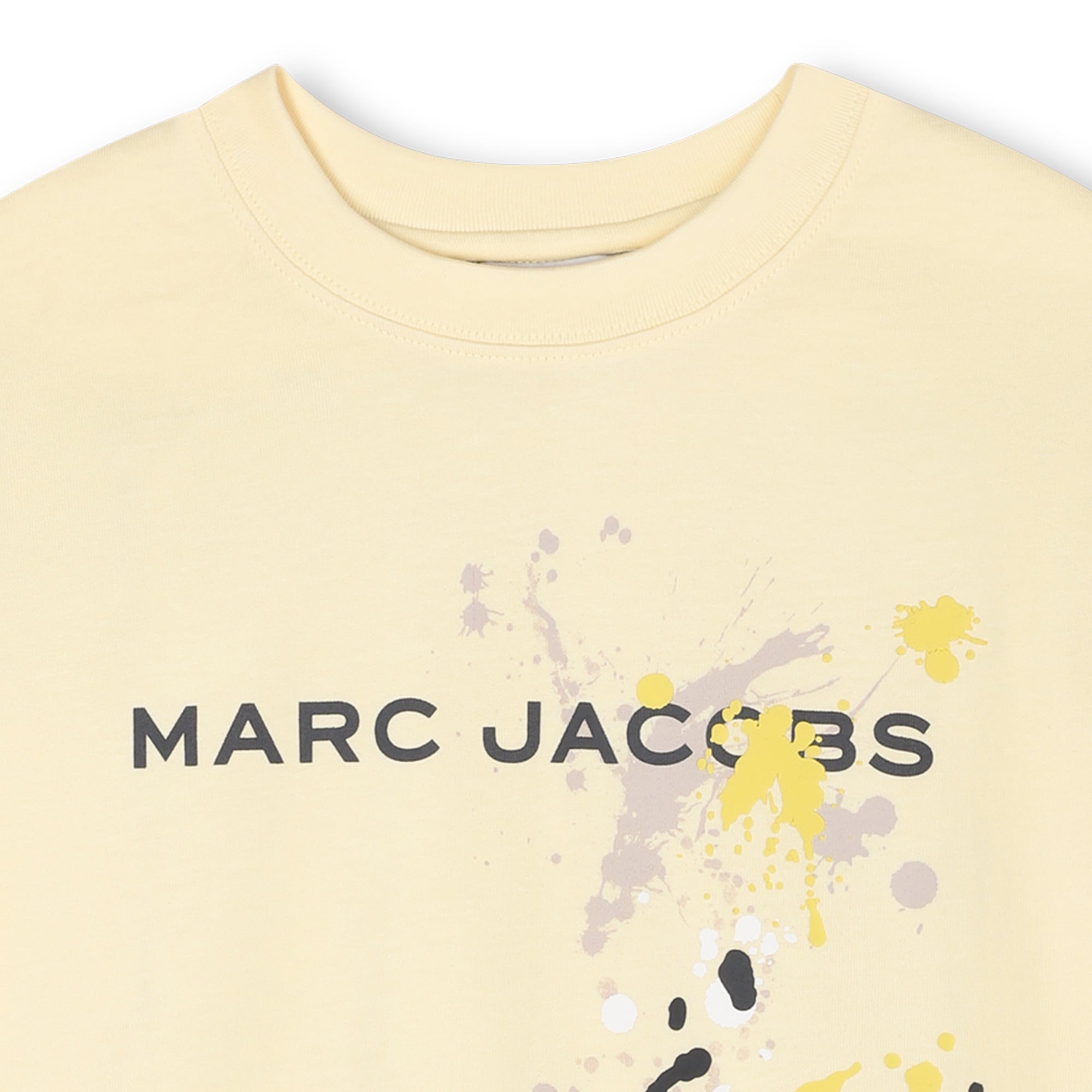 Short Sleeve Graphic T-Shirt with Paint Splatter Print, Light Yellow