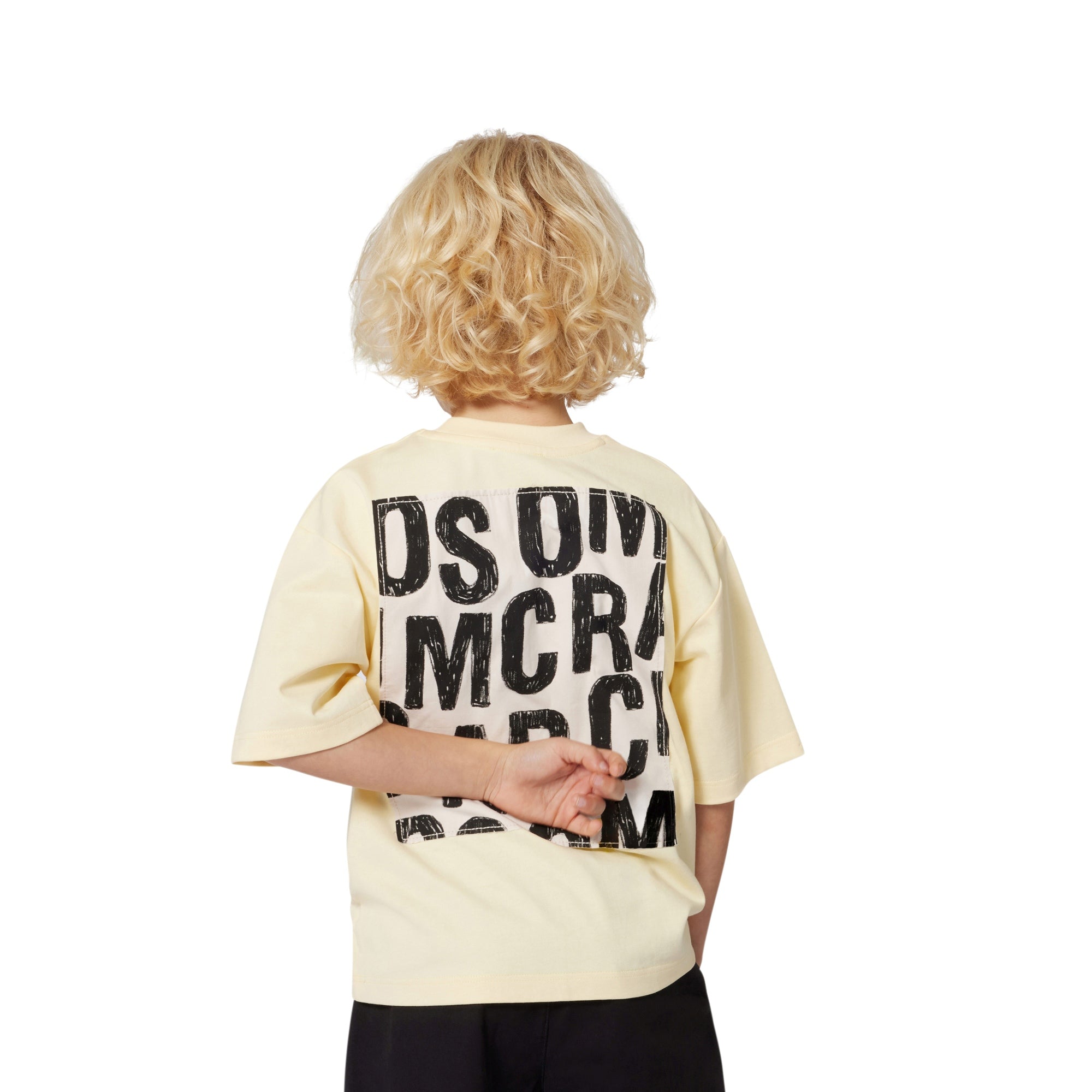 Short Sleeve Graphic T-Shirt with Paint Splatter Print, Light Yellow