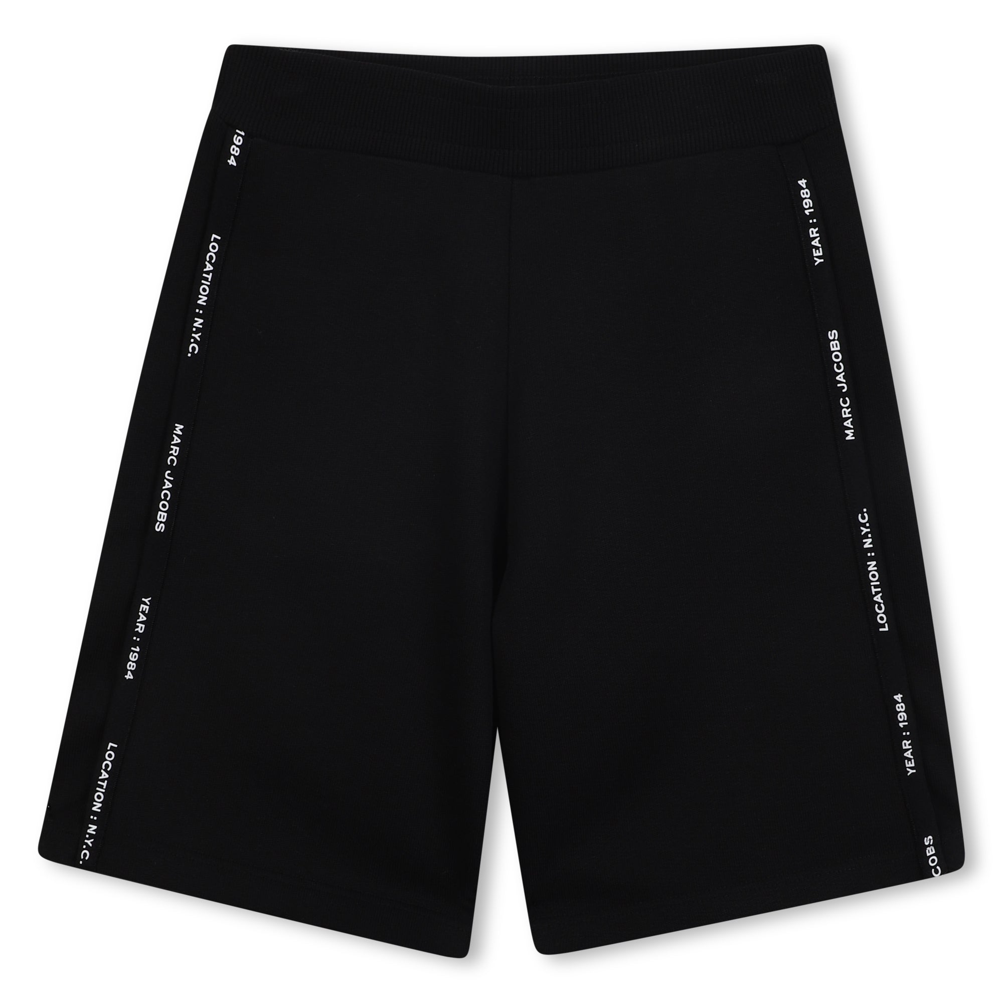 Black Organic Cotton Fleece Shorts with Side Braid and Signature Stitching The Marc Jacobs