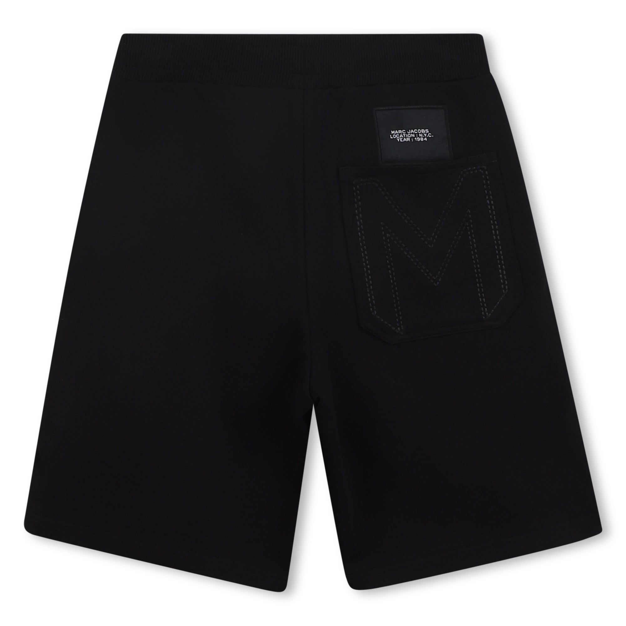 Black Organic Cotton Fleece Shorts with Side Braid and Signature Stitching The Marc Jacobs