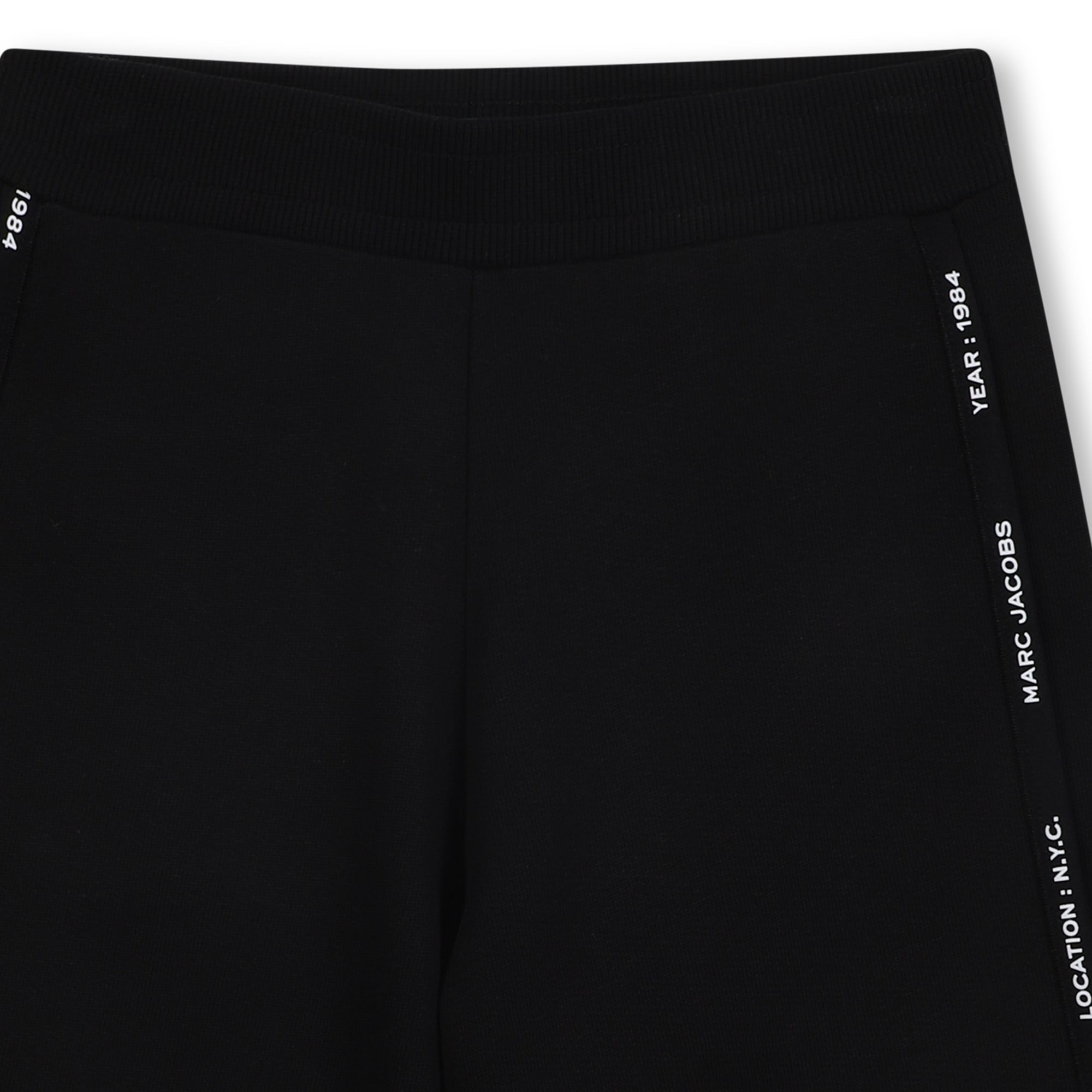 Black Organic Cotton Fleece Shorts with Side Braid and Signature Stitching The Marc Jacobs