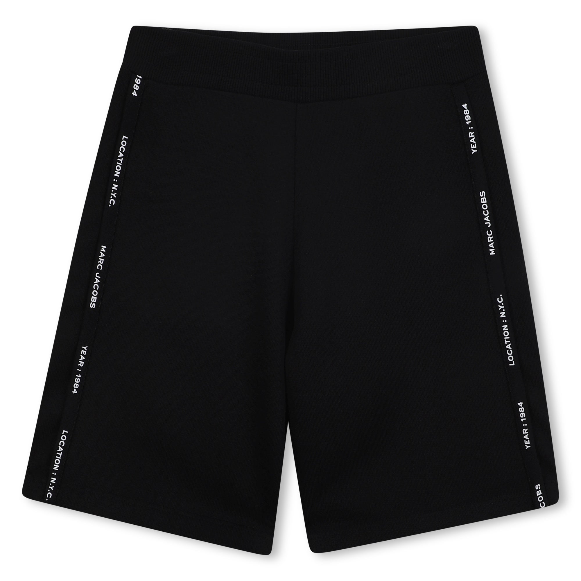 Black Organic Cotton Fleece Shorts with Side Braid and Signature Stitching
