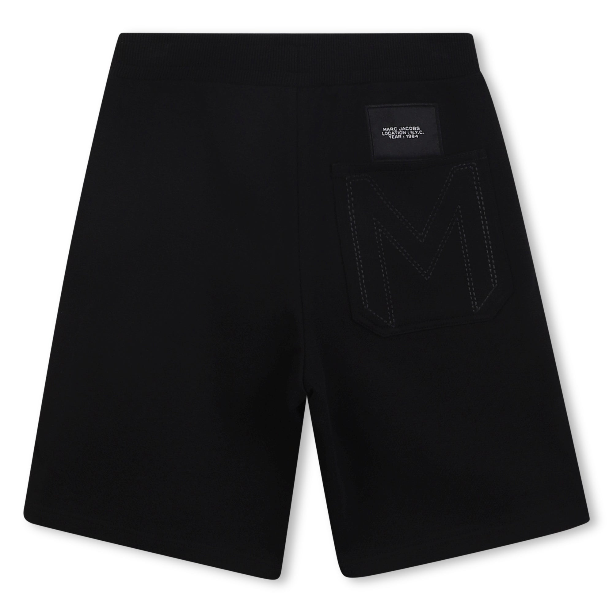 Black Organic Cotton Fleece Shorts with Side Braid and Signature Stitching The Marc Jacobs