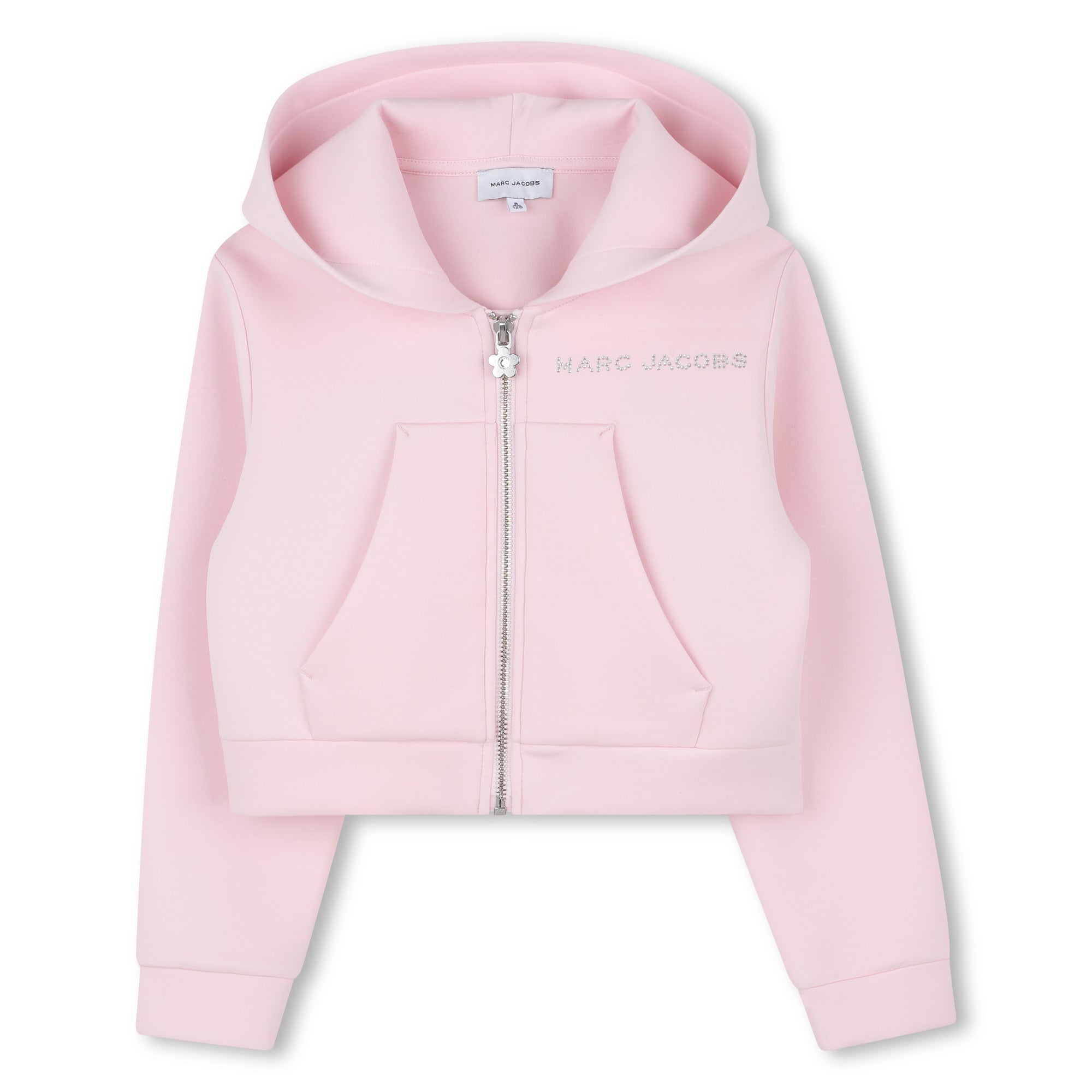 Pink Zip Hoodie with Rhinestone Logo The Marc Jacobs