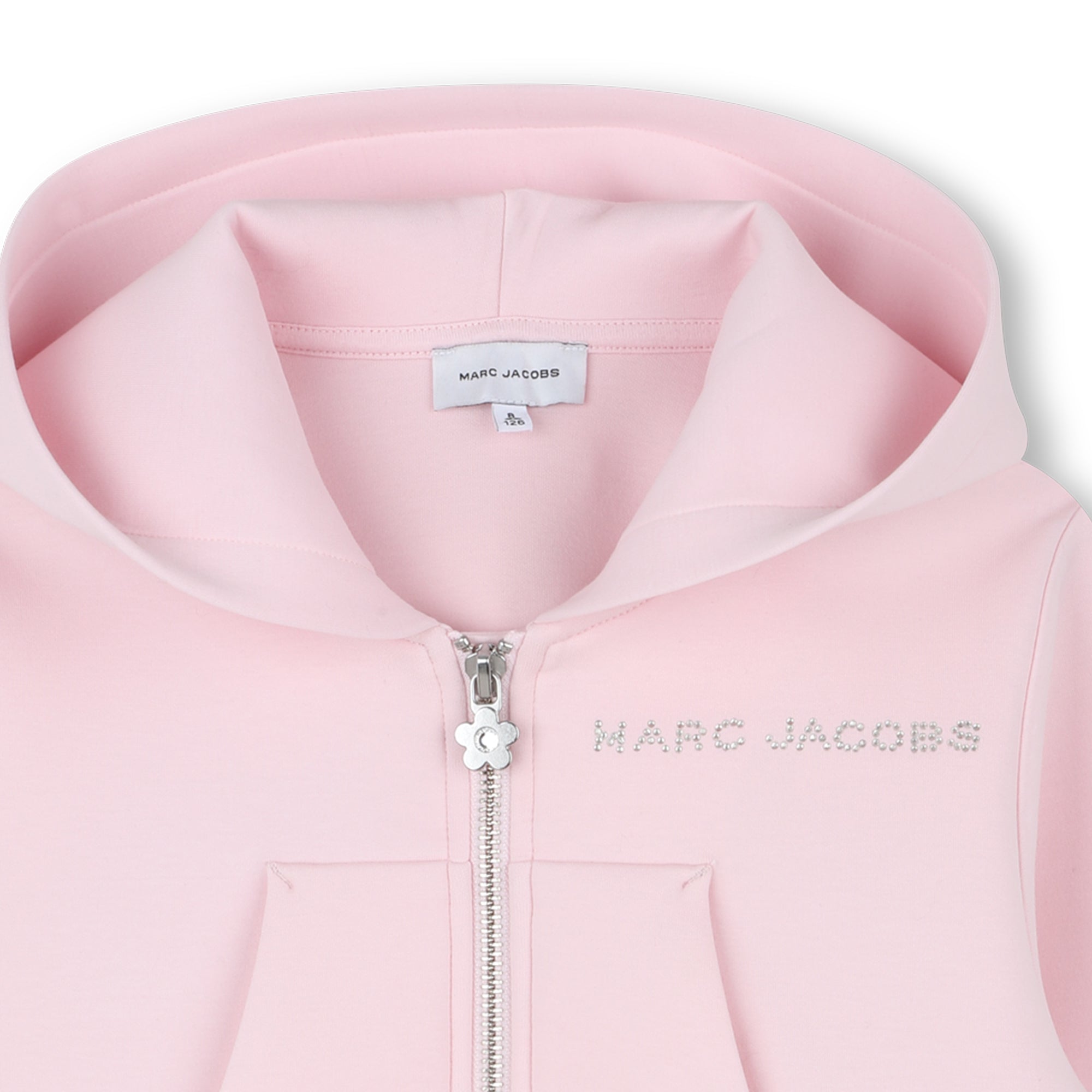Pink Zip Hoodie with Rhinestone Logo The Marc Jacobs