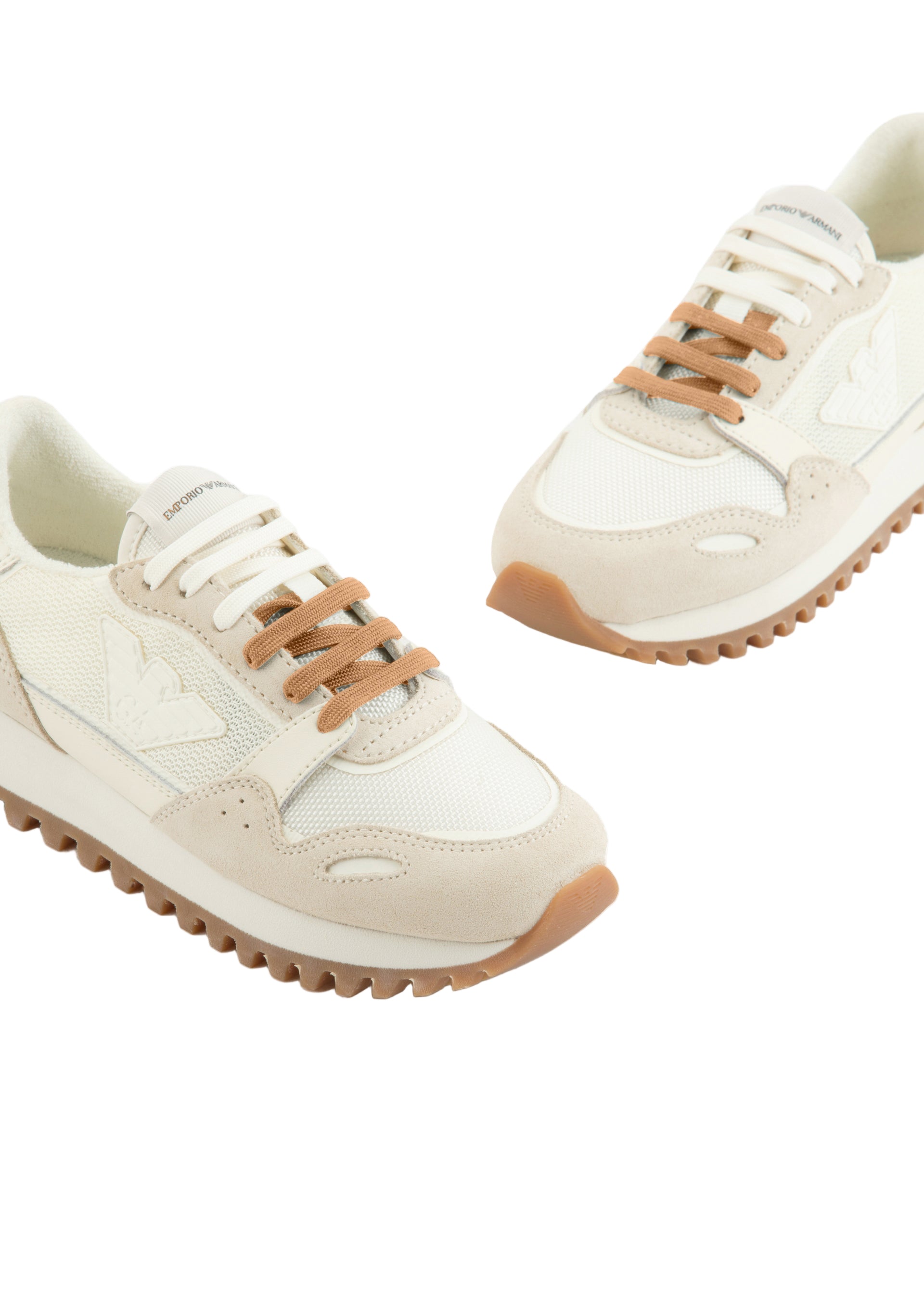 Cream & Tan Suede Sneakers Emporio Armani
