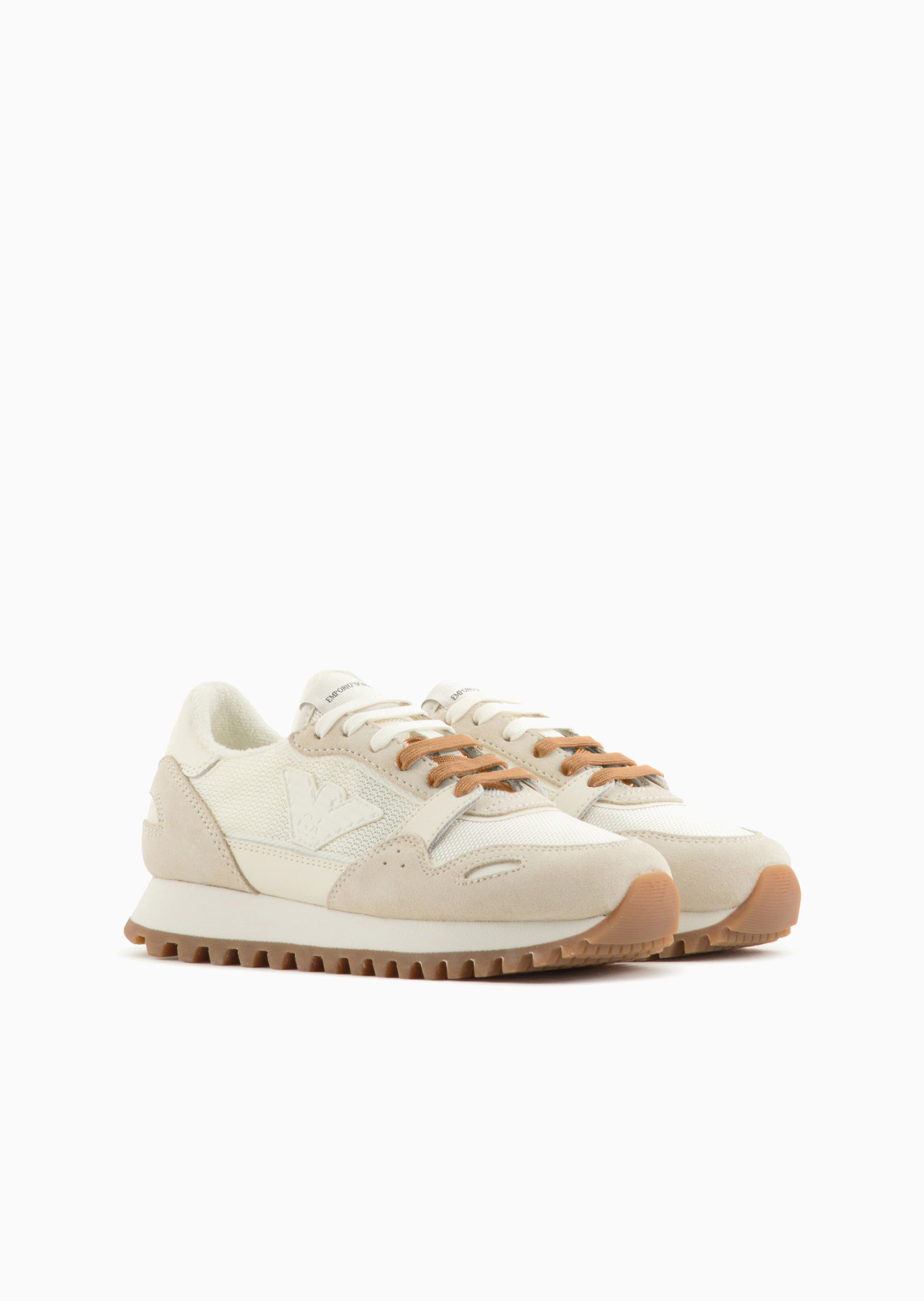 Cream & Tan Suede Sneakers