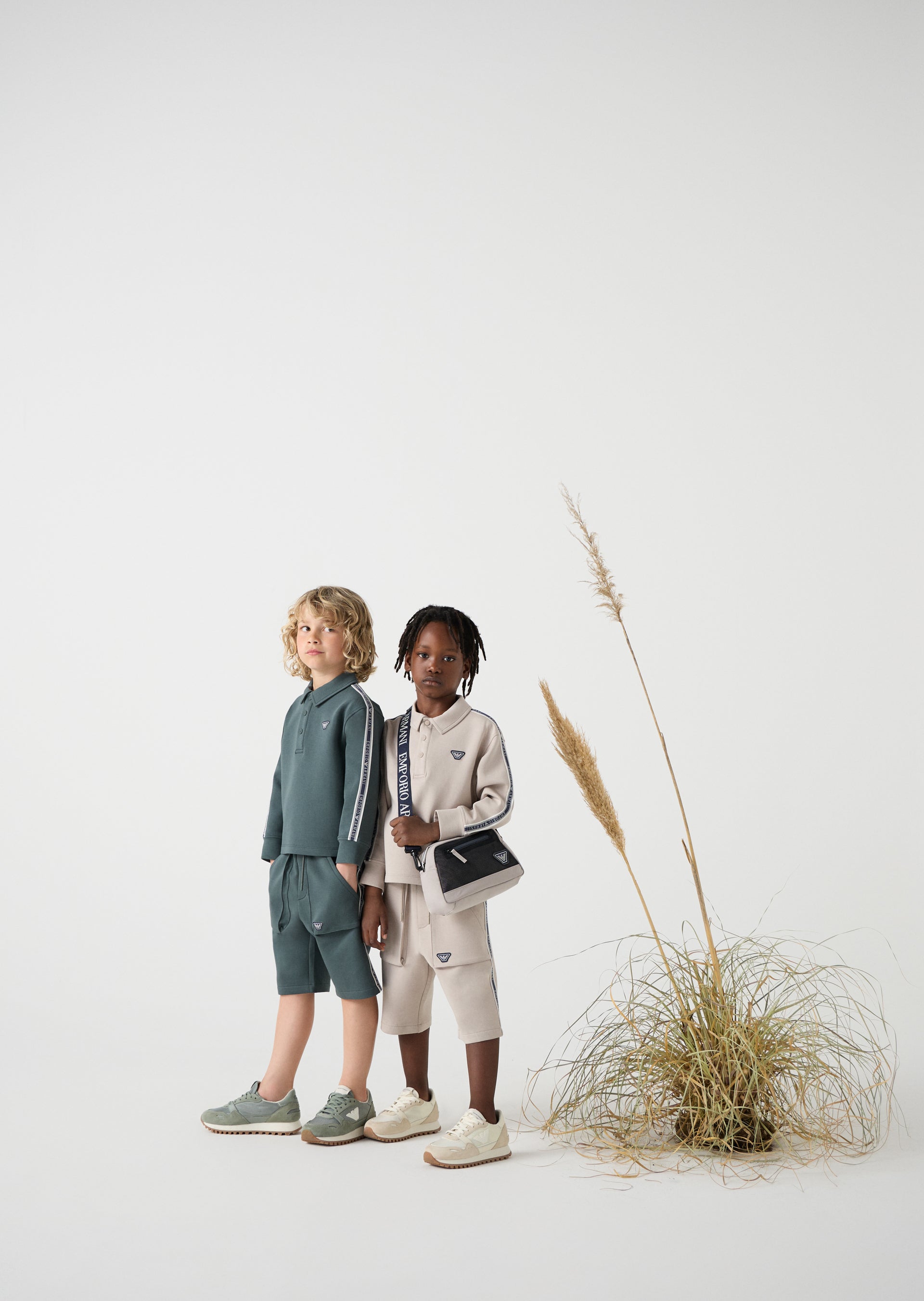 Cream & Tan Suede Sneakers Emporio Armani