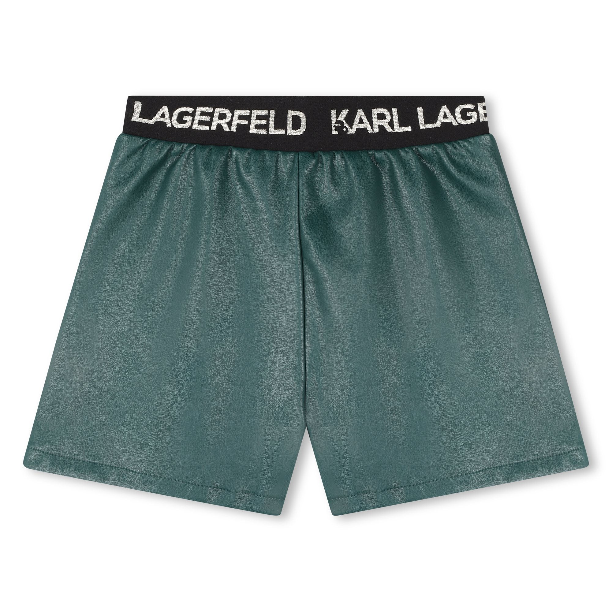 Faux Leather Logo Jacquard Shorts