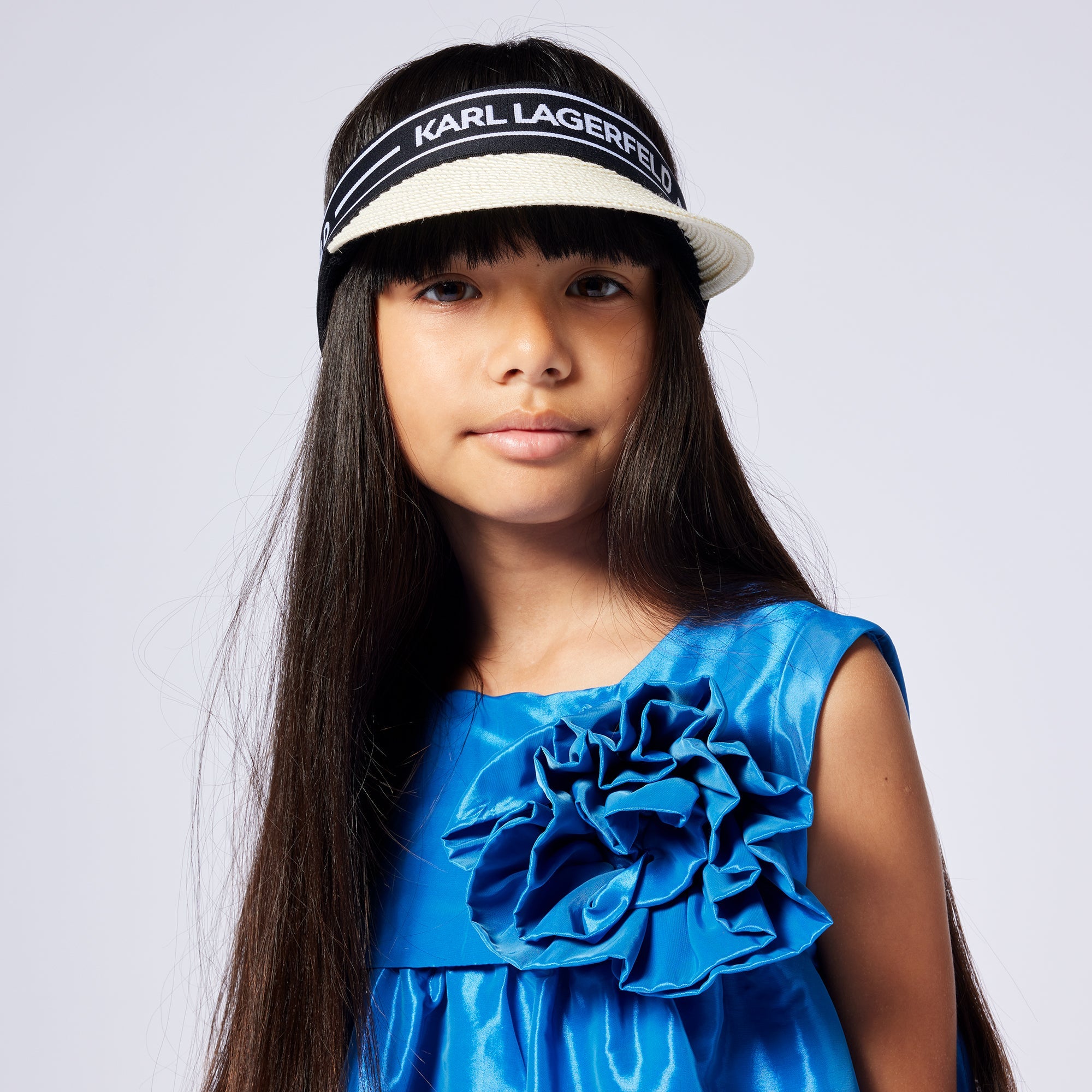 Logo-Trim Straw Visor Karl Lagerfeld Kids