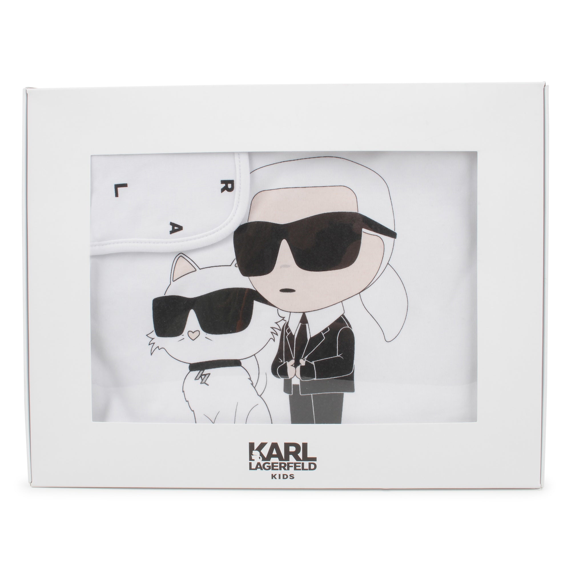 Reversible Cotton Baby Blanket with Karl & Choupette Print Karl Lagerfeld Kids