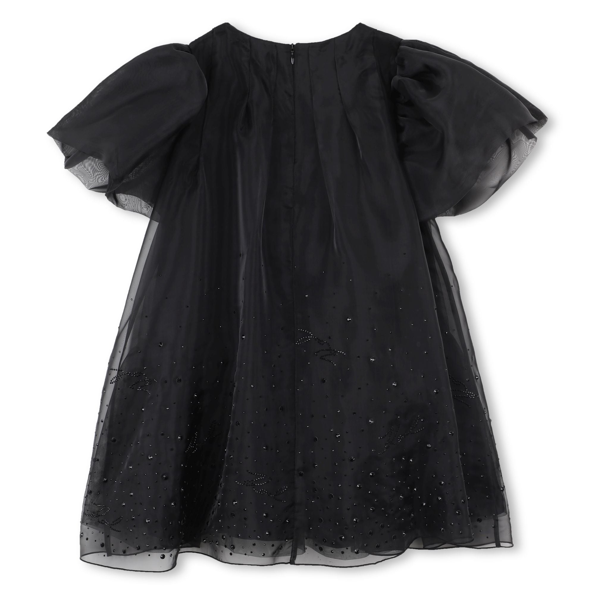 Embellished Puff Sleeve Dress, Black