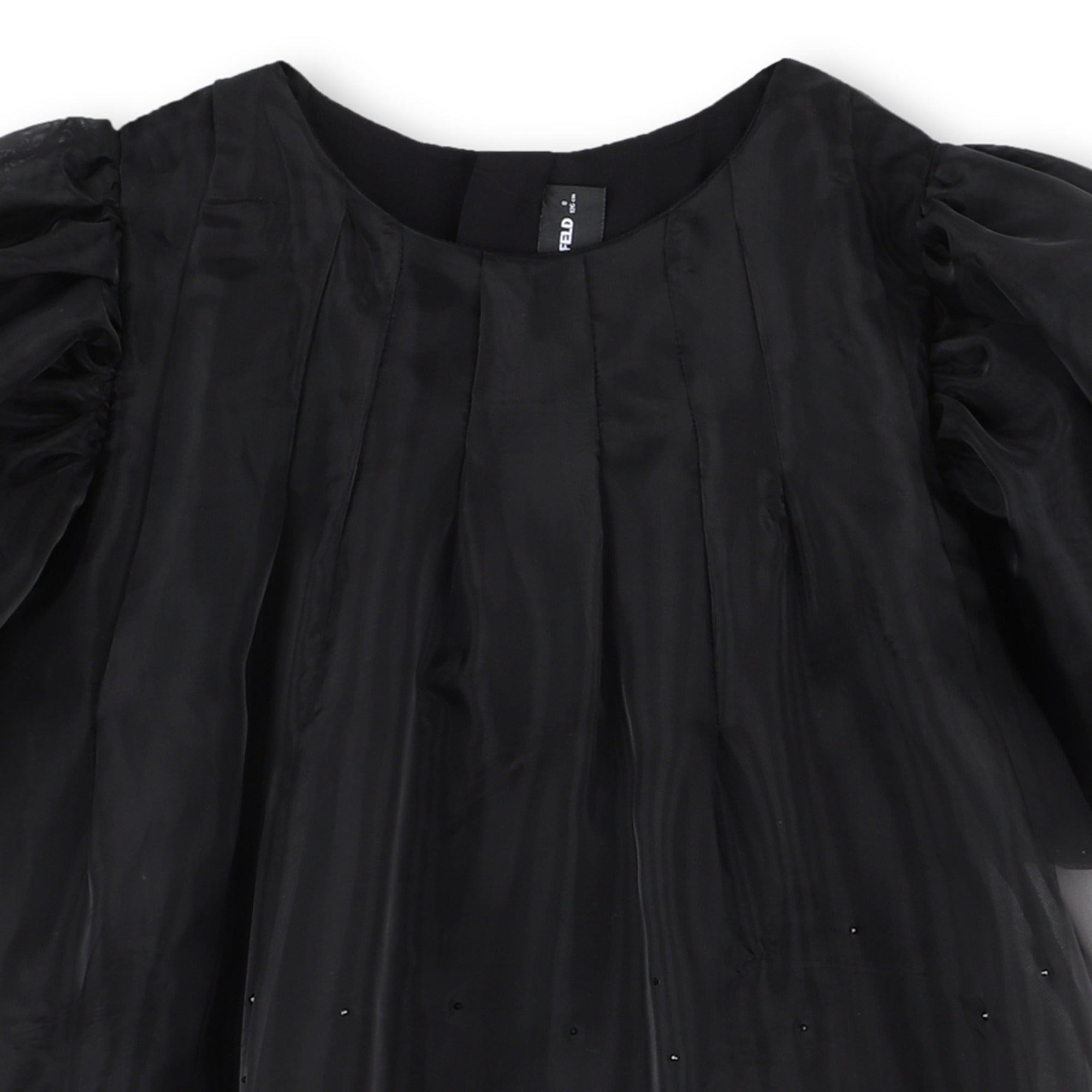 Embellished Puff Sleeve Dress, Black