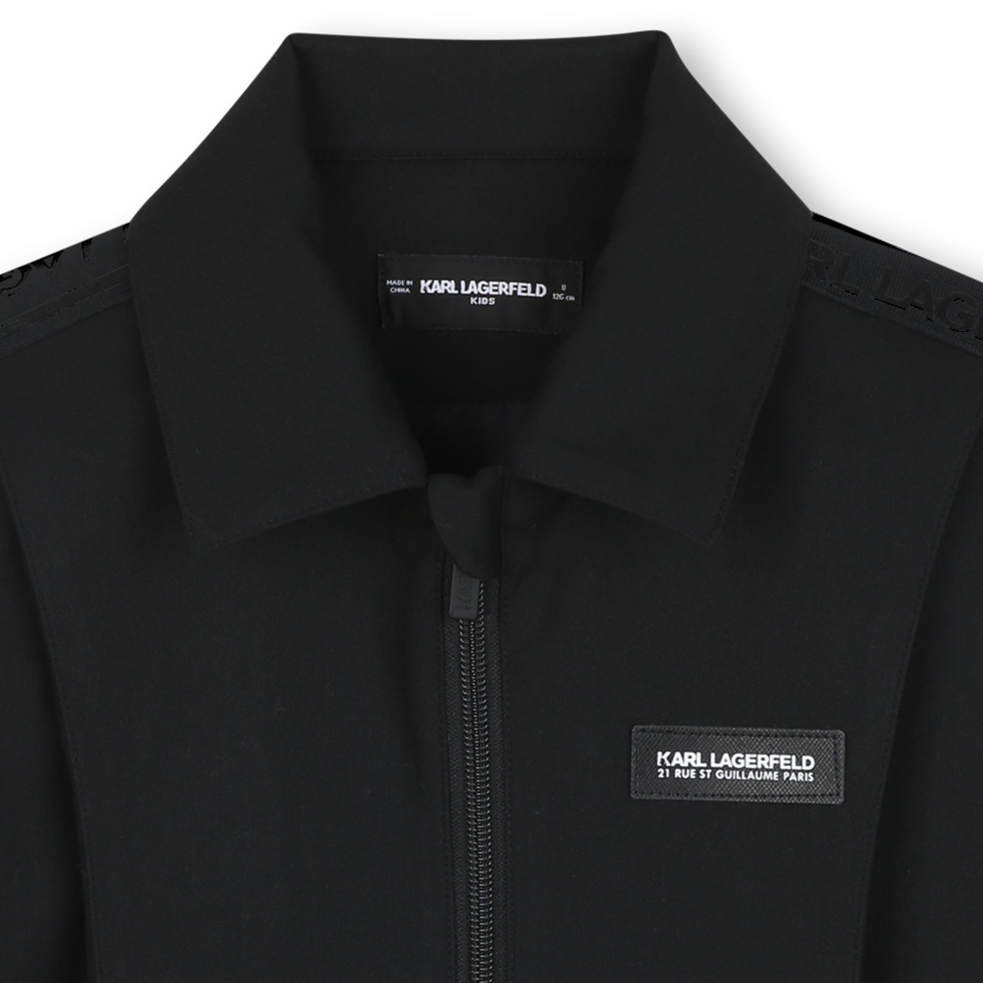 Zip-Up Jacket with Logo Tape Detail, Black
