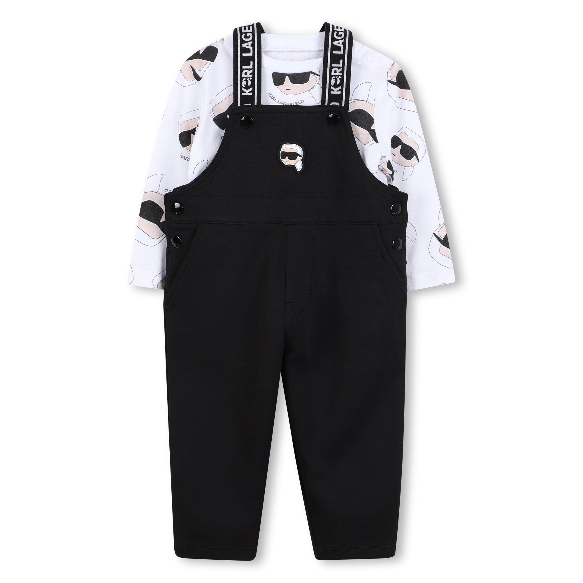 Baby Overall and Long Sleeve T-Shirt Set with Karl Lagerfeld Print