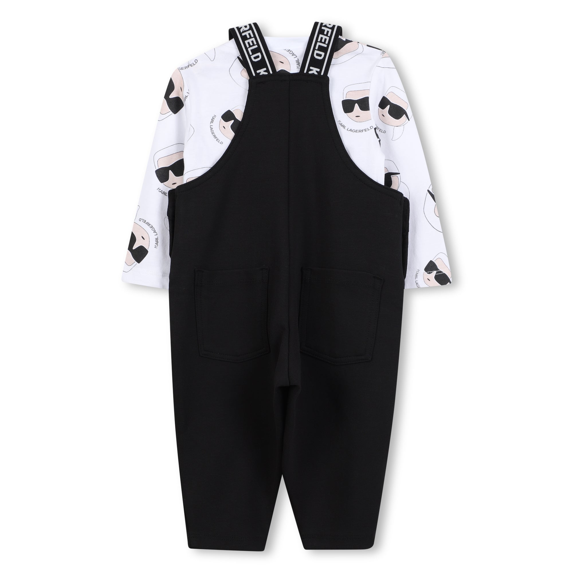 Baby Overall and Long Sleeve T-Shirt Set with Karl Lagerfeld Print