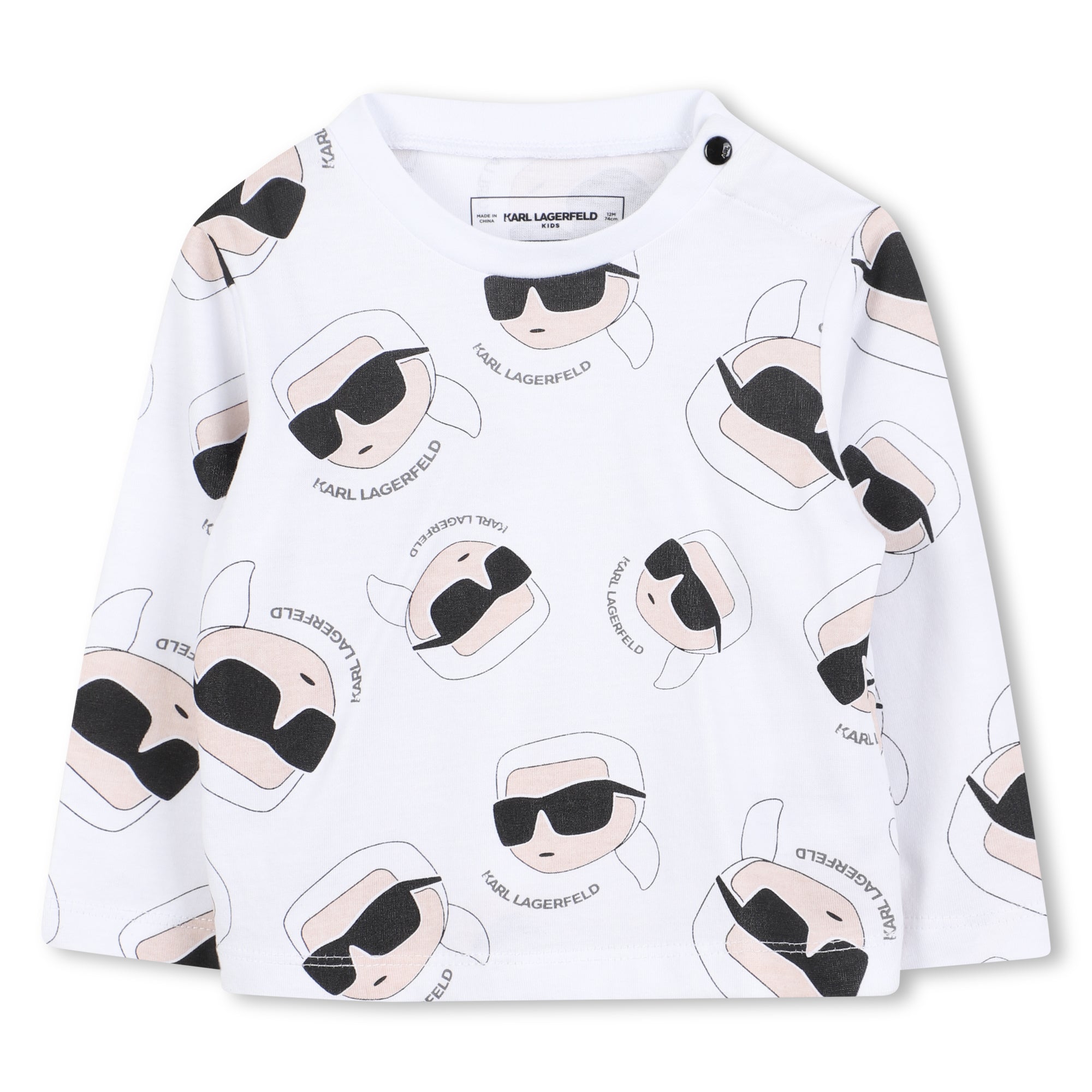 Baby Overall and Long Sleeve T-Shirt Set with Karl Lagerfeld Print Karl Lagerfeld Kids