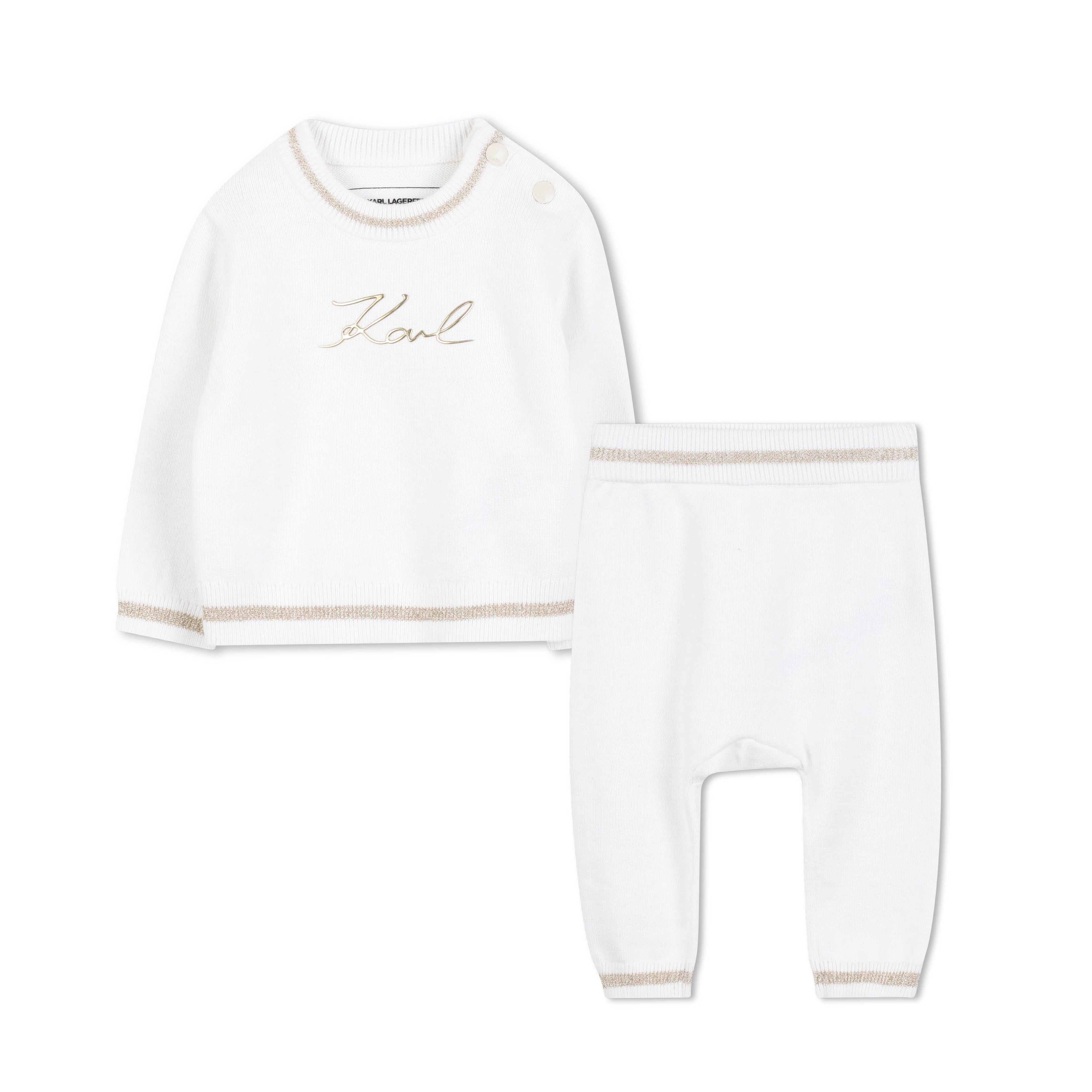Baby Knitted Sweater and Leggings Set with Gold Signature Detail Karl Lagerfeld Kids