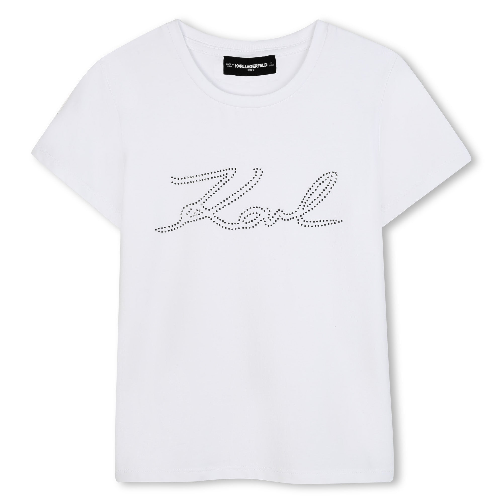 Short Sleeve Logo T-Shirt with Stud Detail, Milk White Karl Lagerfeld Kids